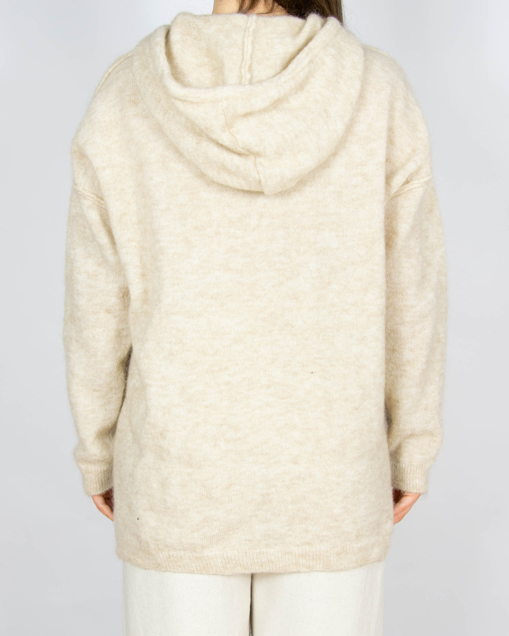 Beżowa wełniana (kid moher + wełna) bluza z kapturem RAH Oslo - XL
