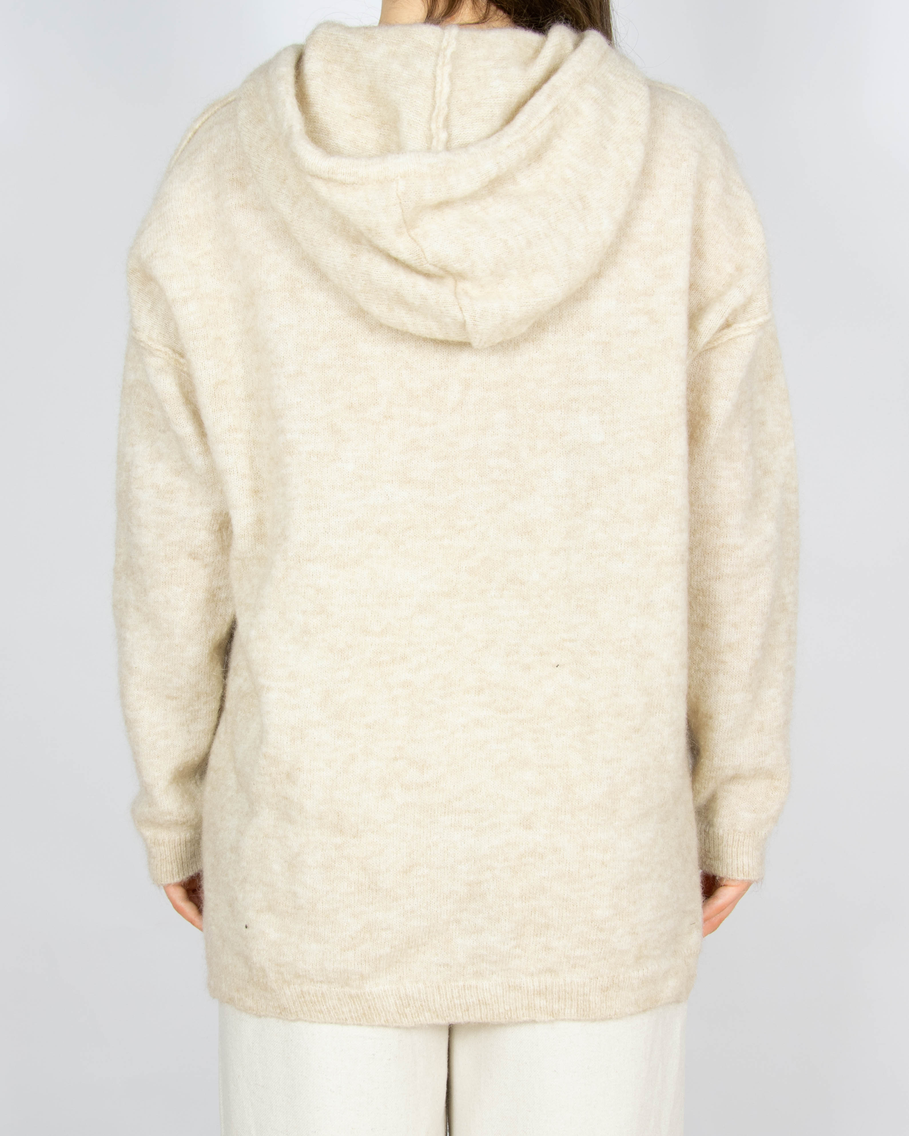 Beżowa wełniana (kid moher + wełna) bluza z kapturem RAH Oslo - XL