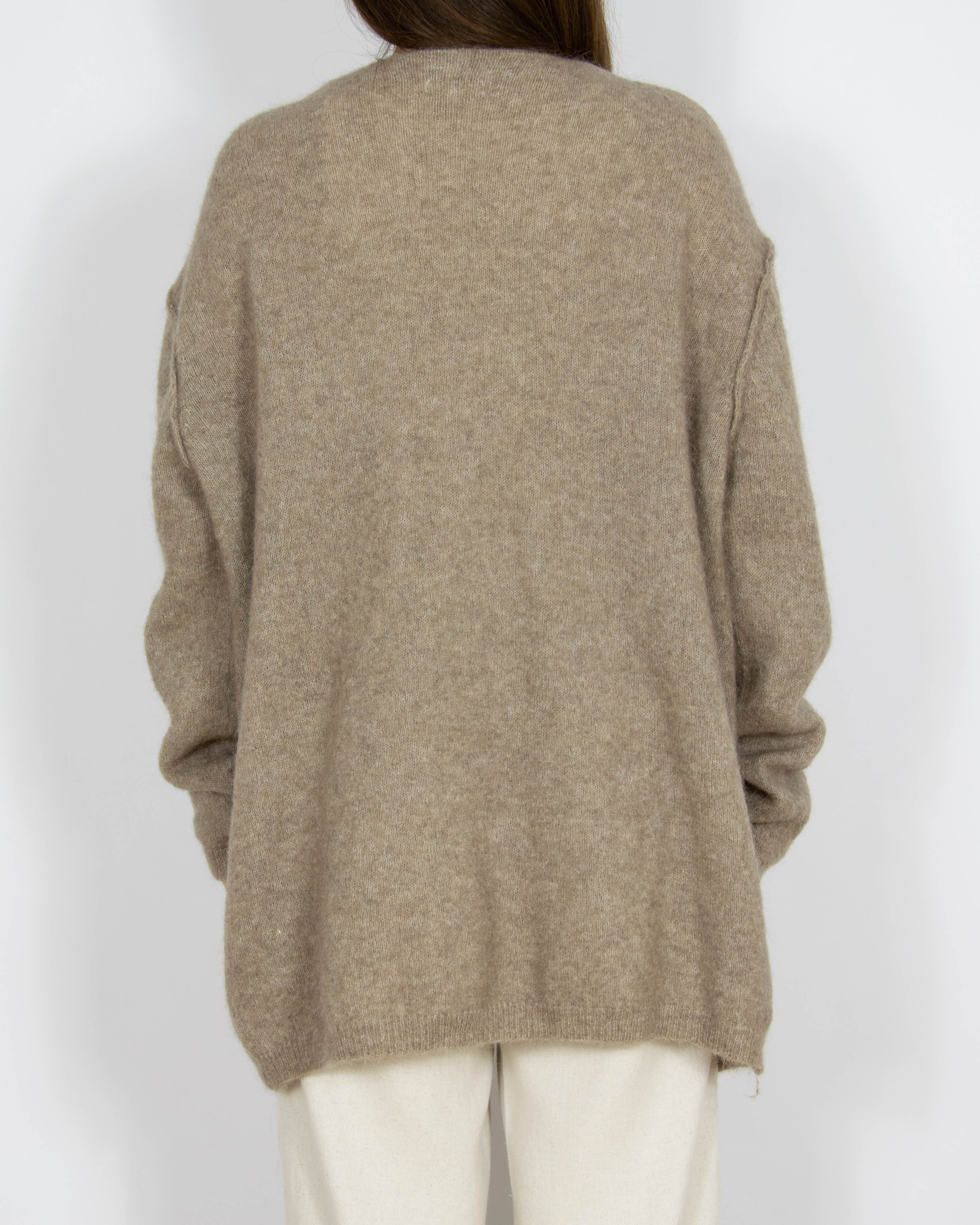 Beżowy wełniany (kid moher + merino) kardigan Florence Design - L