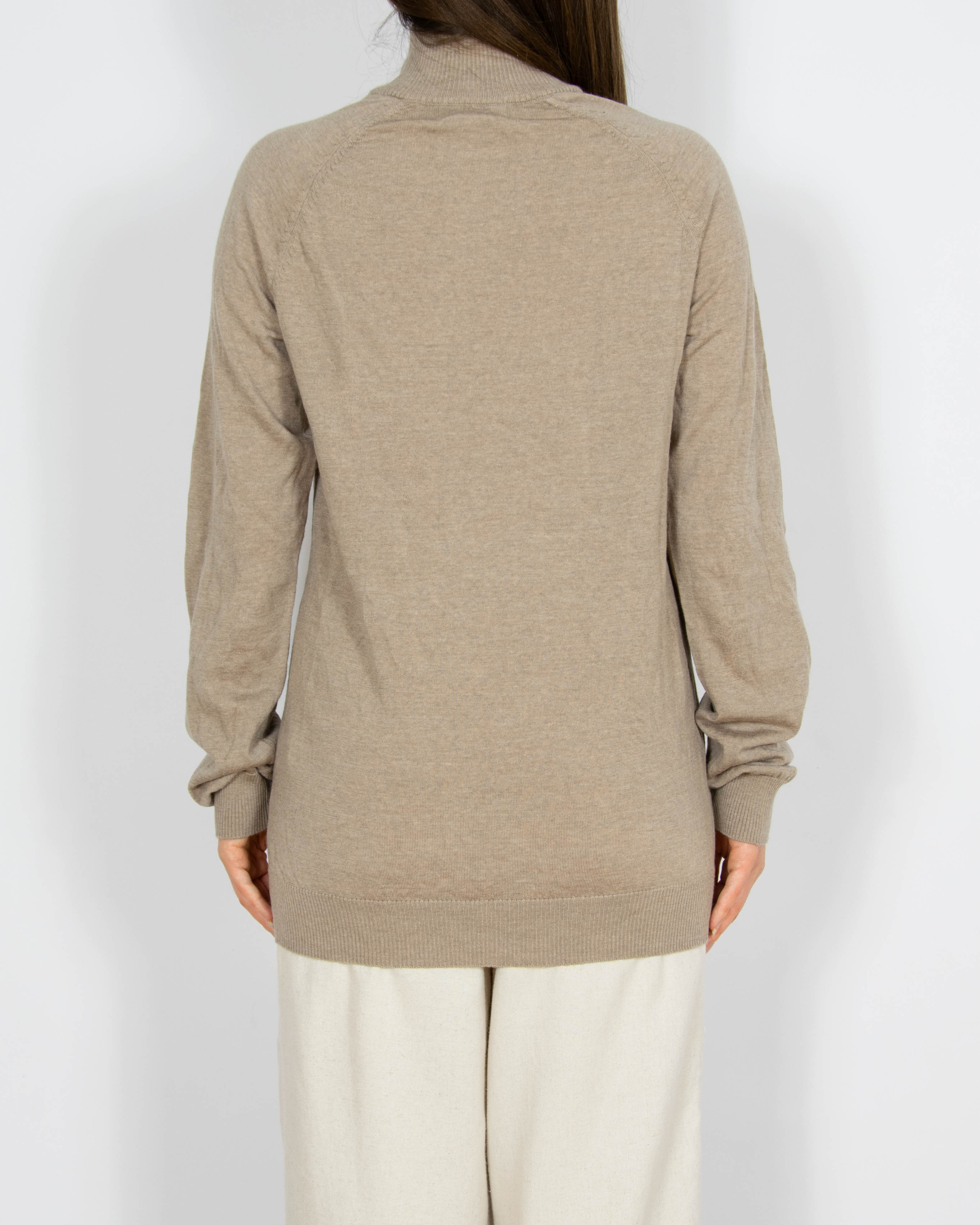 Beżowy welniany (merino) zapinany sweter Dressmann - M