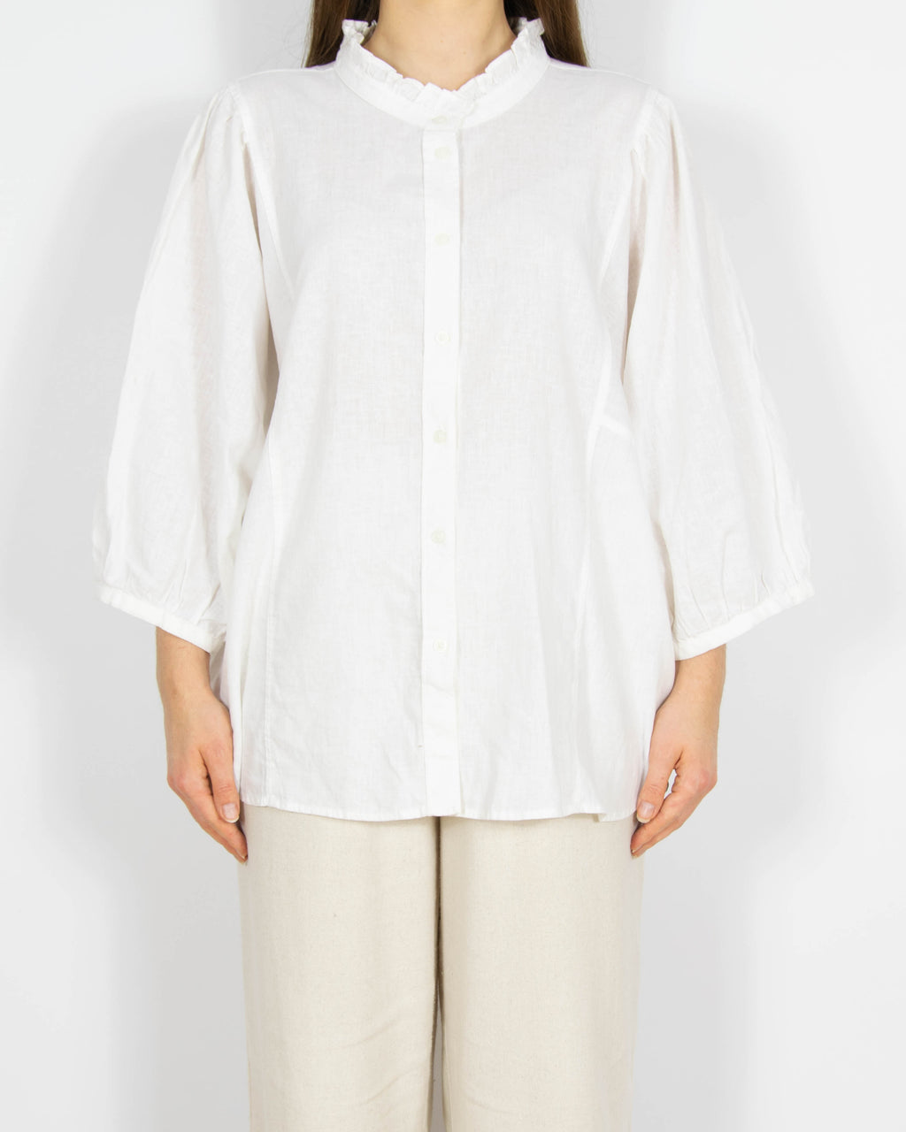 Biała lniano bawełniana koszula H&M - XL