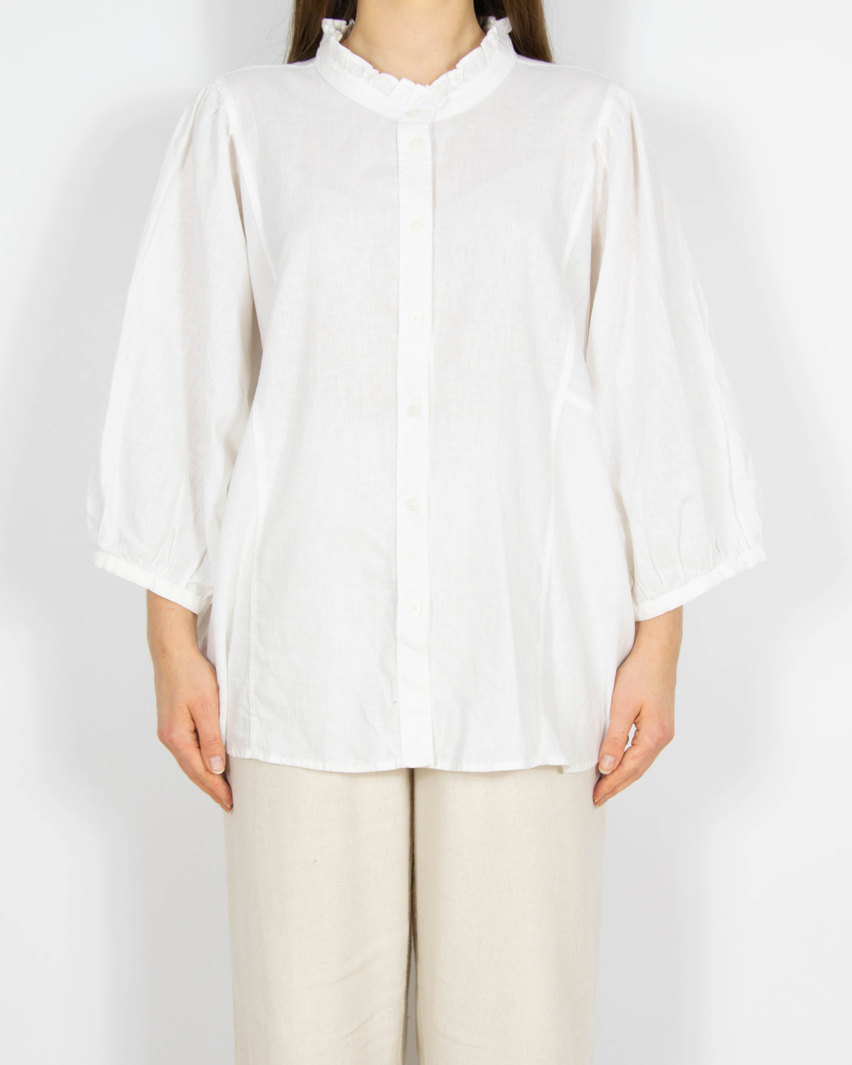 Biała lniano bawełniana koszula H&M - XL