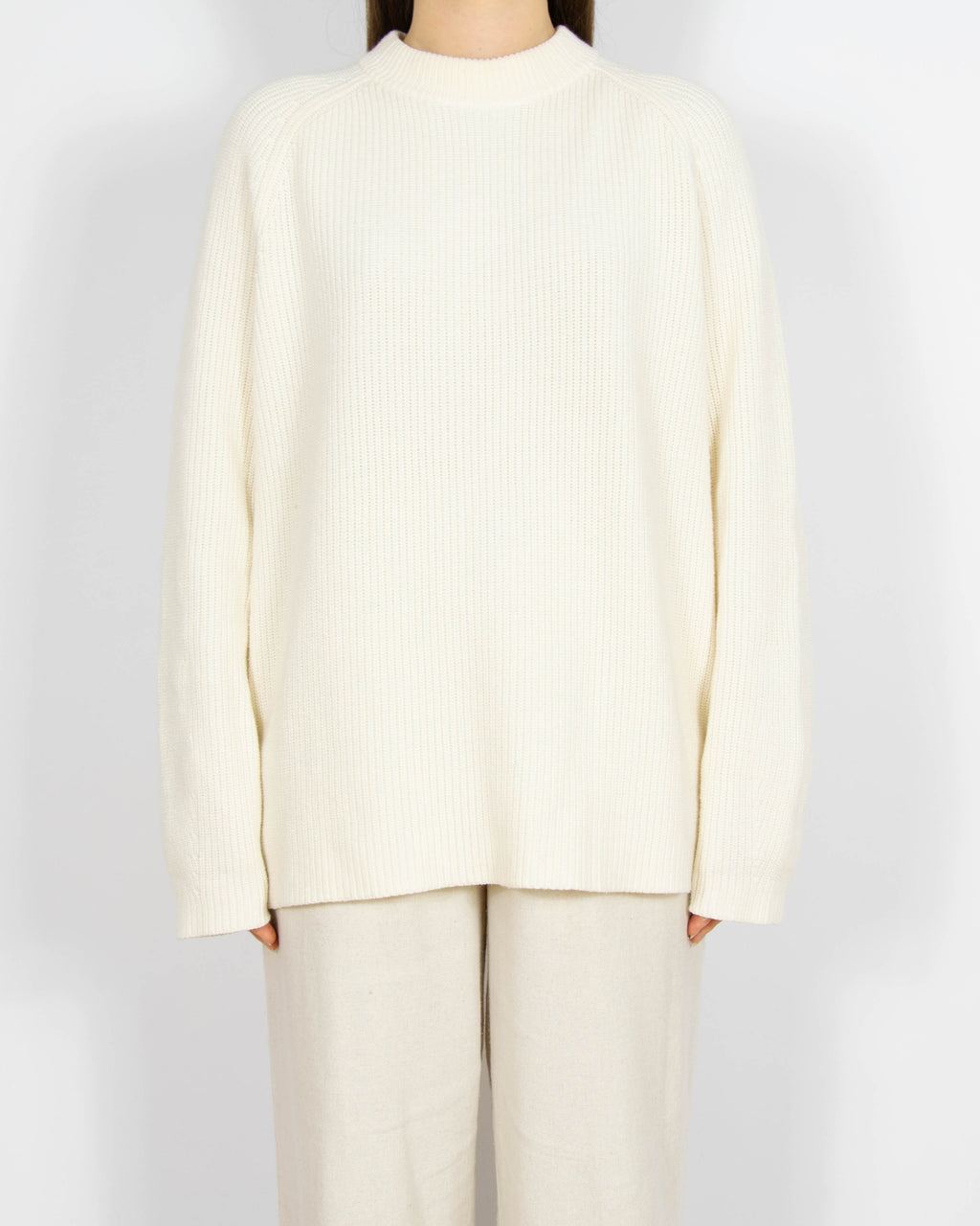 Biały bawełniany sweter Hugo Boss oversize