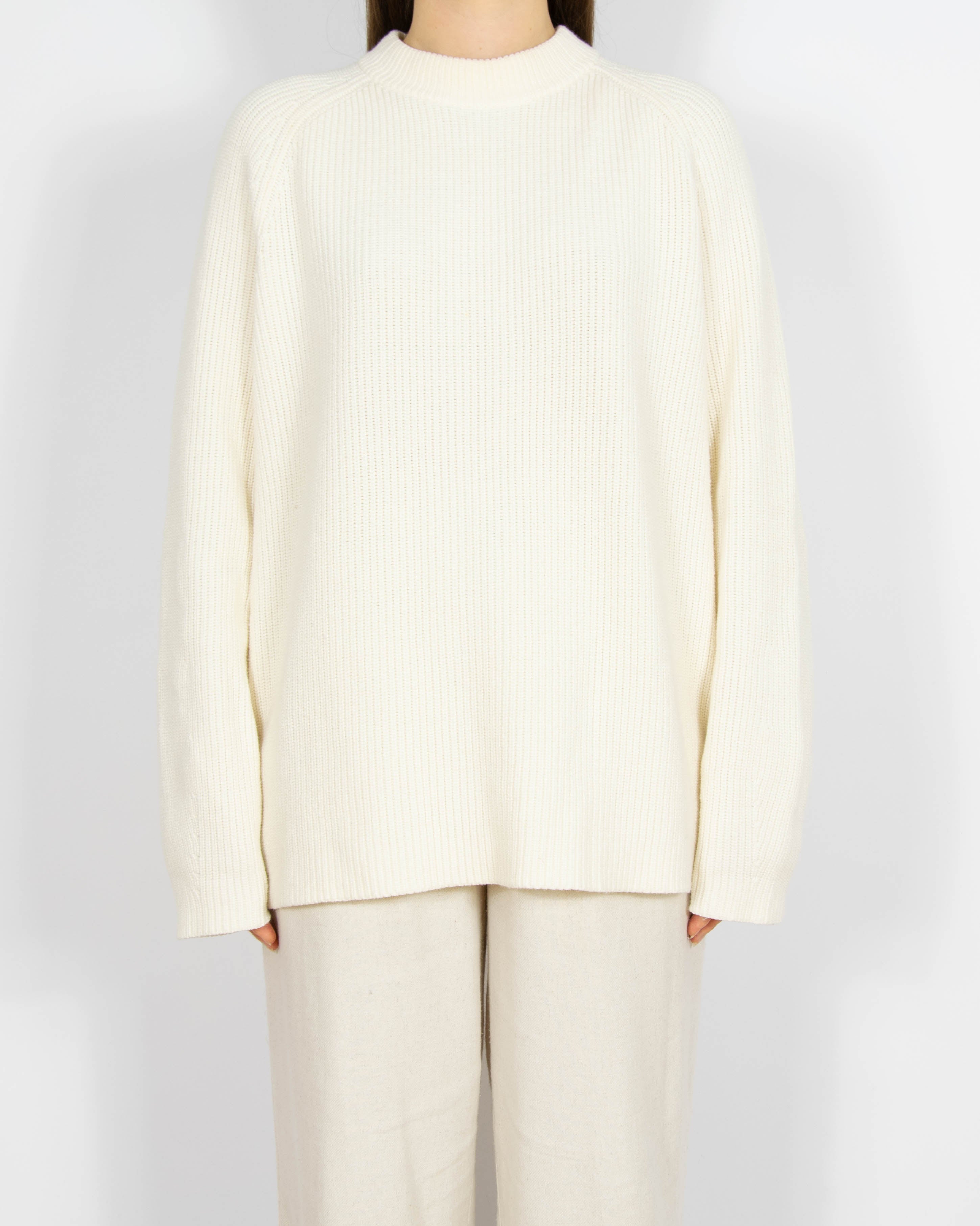 Biały bawełniany sweter Hugo Boss oversize