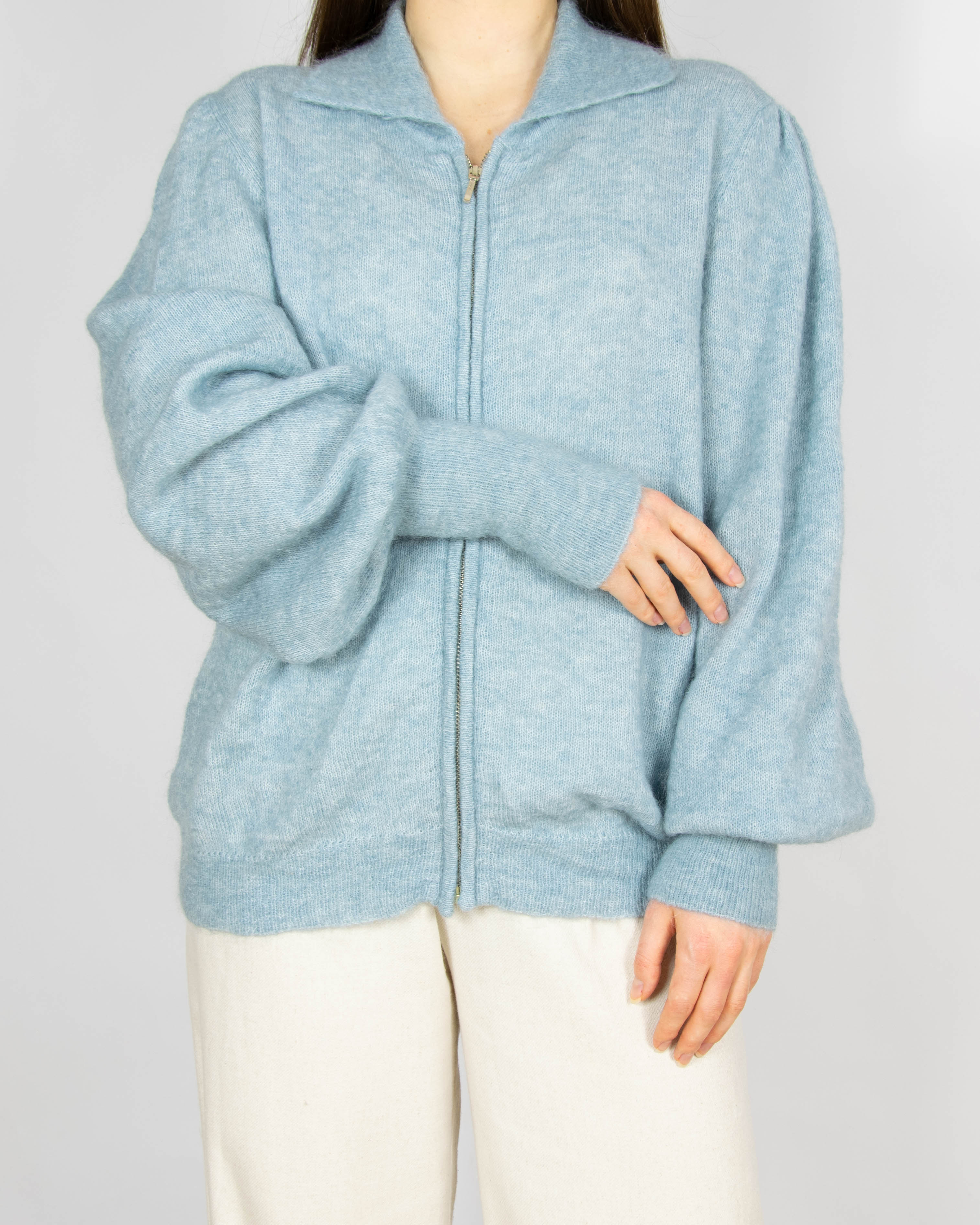 Błękitna wełniana (moher + wełna) bluza CLAIRE - XL/XXL