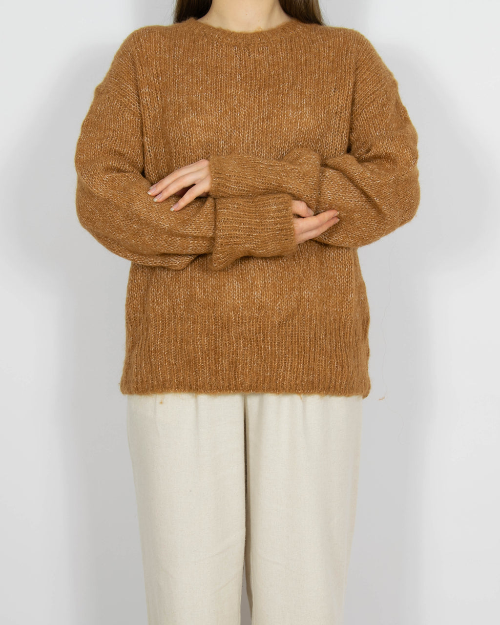 Brązowy wełniany (wełna + alpaka) sweter H&M - M