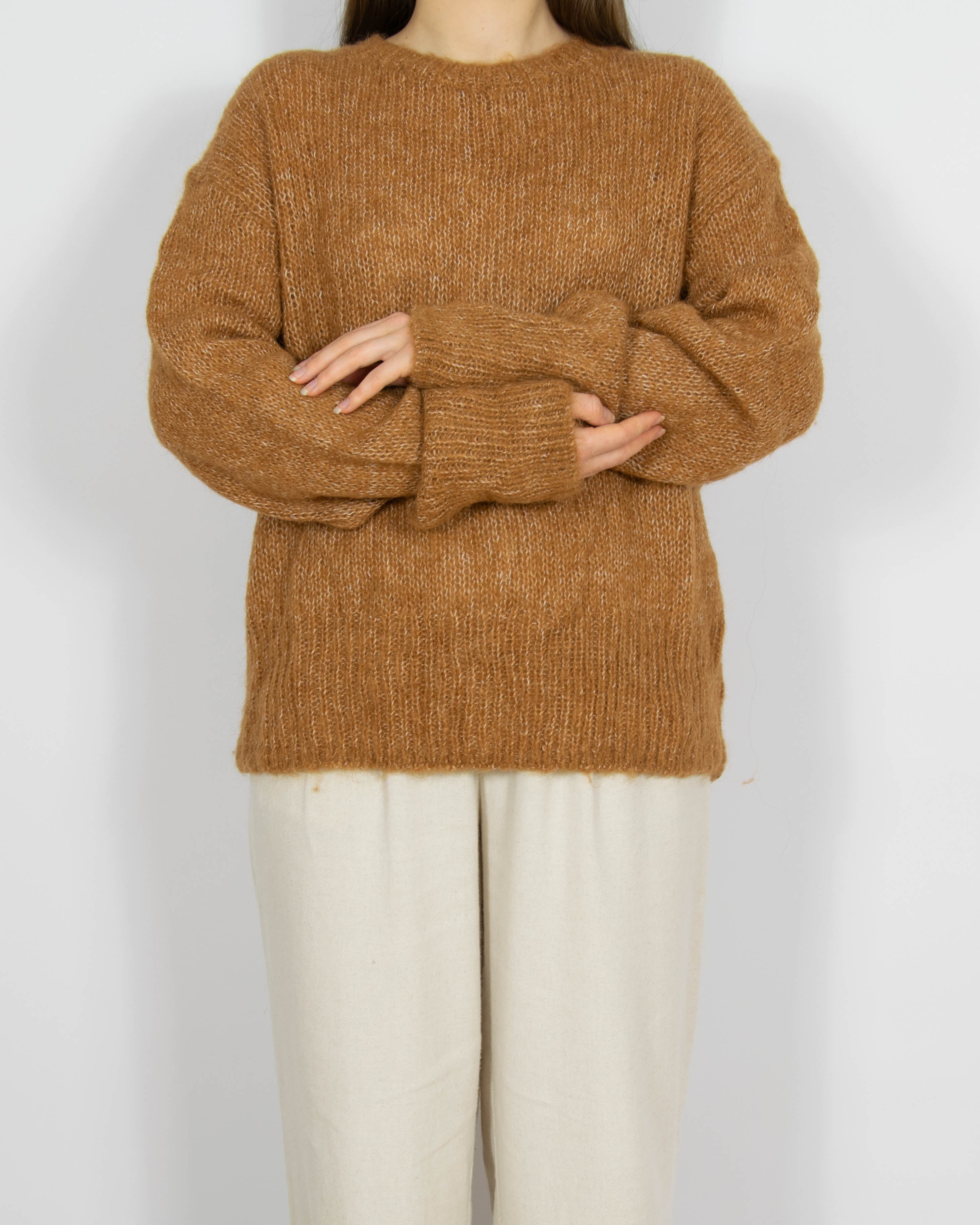 Brązowy wełniany (wełna + alpaka) sweter H&M - M
