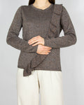Brązowy wełniany sweter z metaliczną nicią CUSTOMMADE