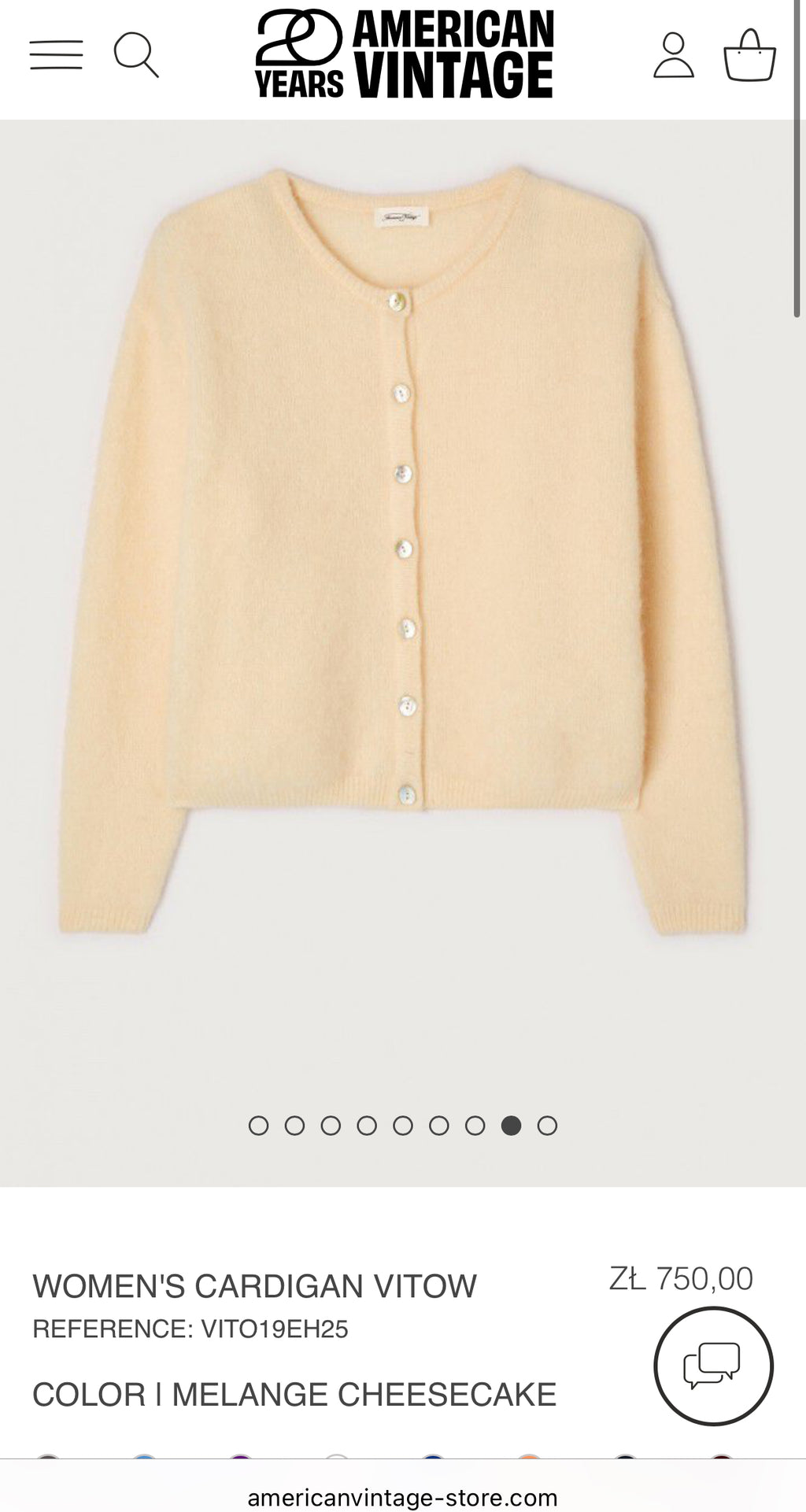 Masełkowy (alpaka + wełna) kardigan American Vintage - S/M