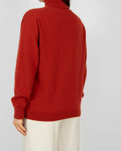 Ceglany kaszmirowy sweter z golfem Galeria - M/L