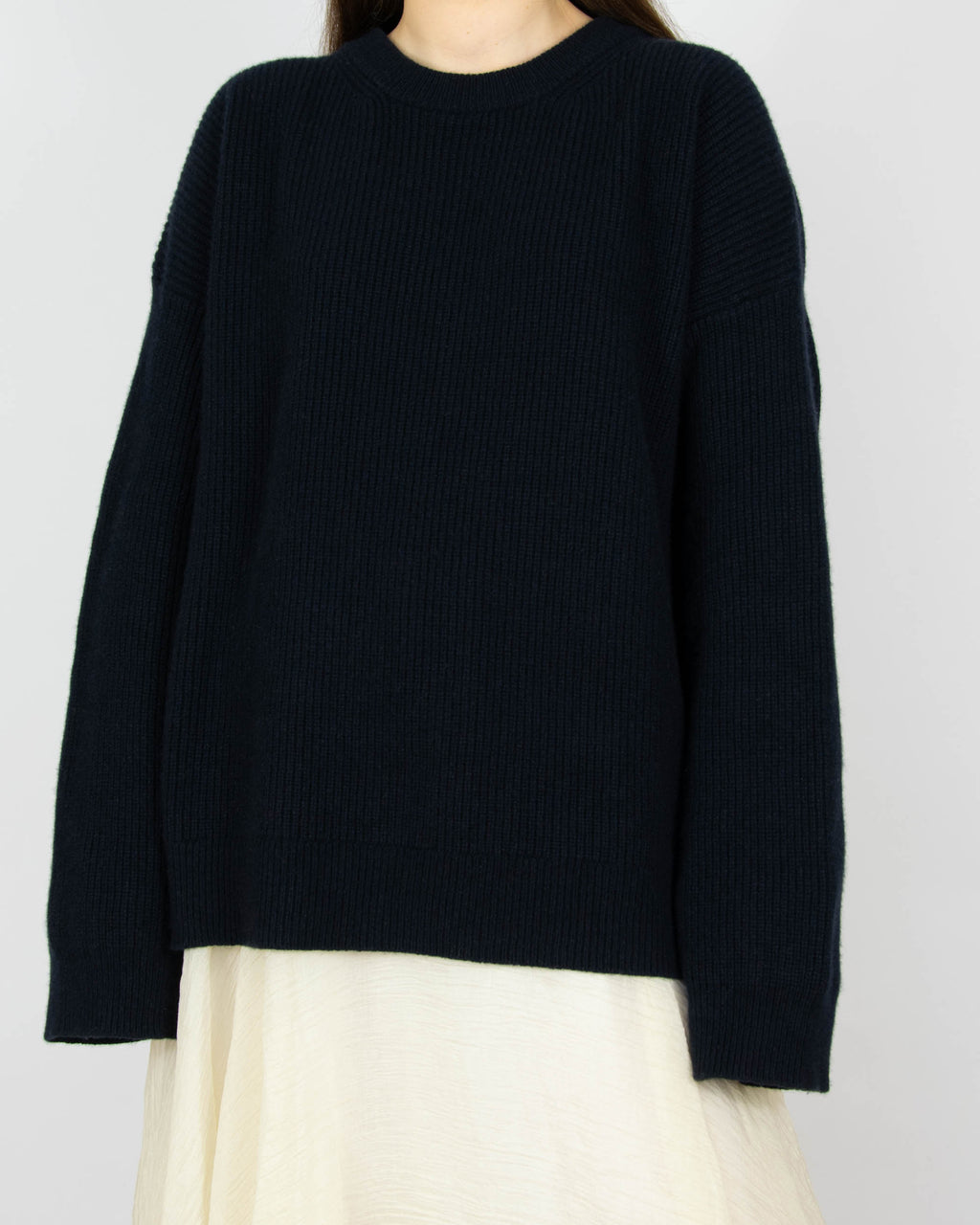 Ciemnogranatowy (merino + kaszmir) sweter FILIPPA K - XL