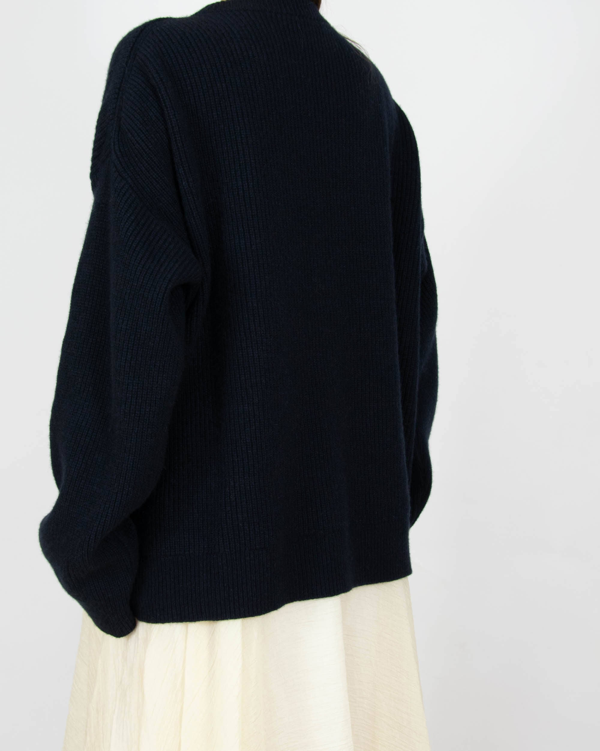 Ciemnogranatowy (merino + kaszmir) sweter FILIPPA K - XL