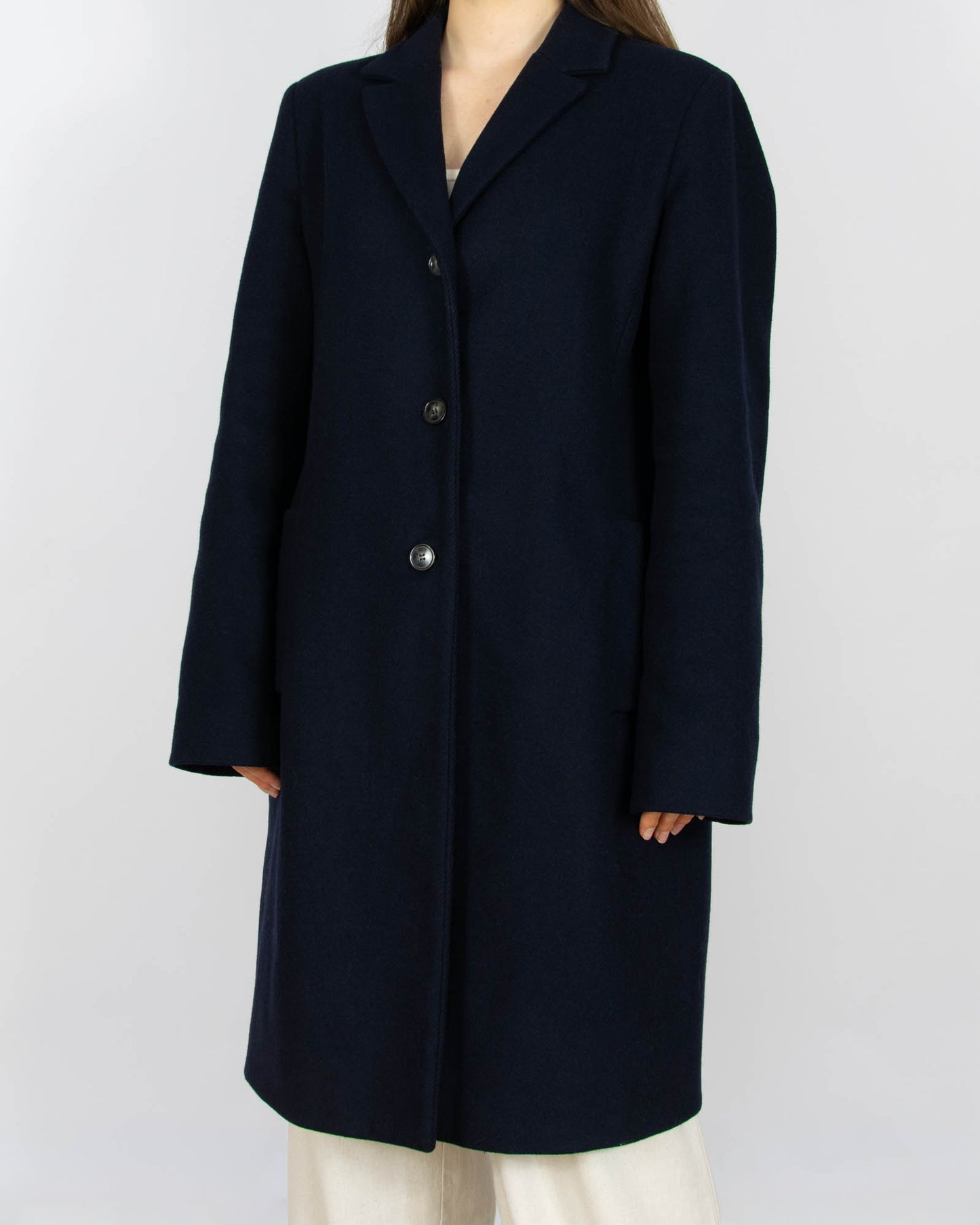 Ciemnogranatowy wełniany płaszcz Max Mara - L/XL
