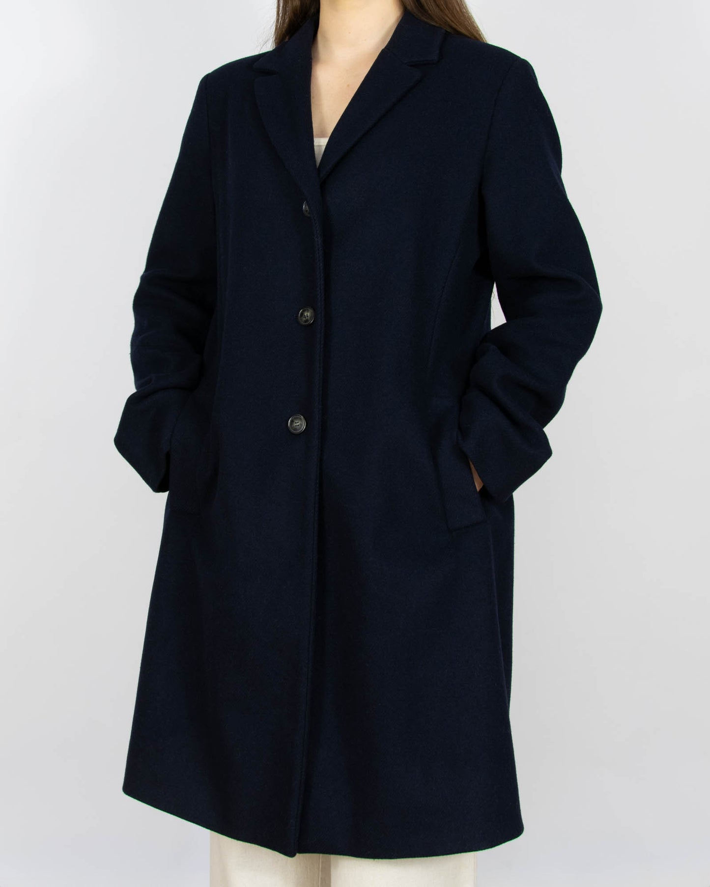 Ciemnogranatowy wełniany płaszcz Max Mara - L/XL