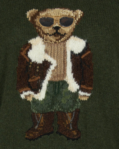 Ciemnozielony bawełniany sweter Polo Bear Ralph Lauren - L
