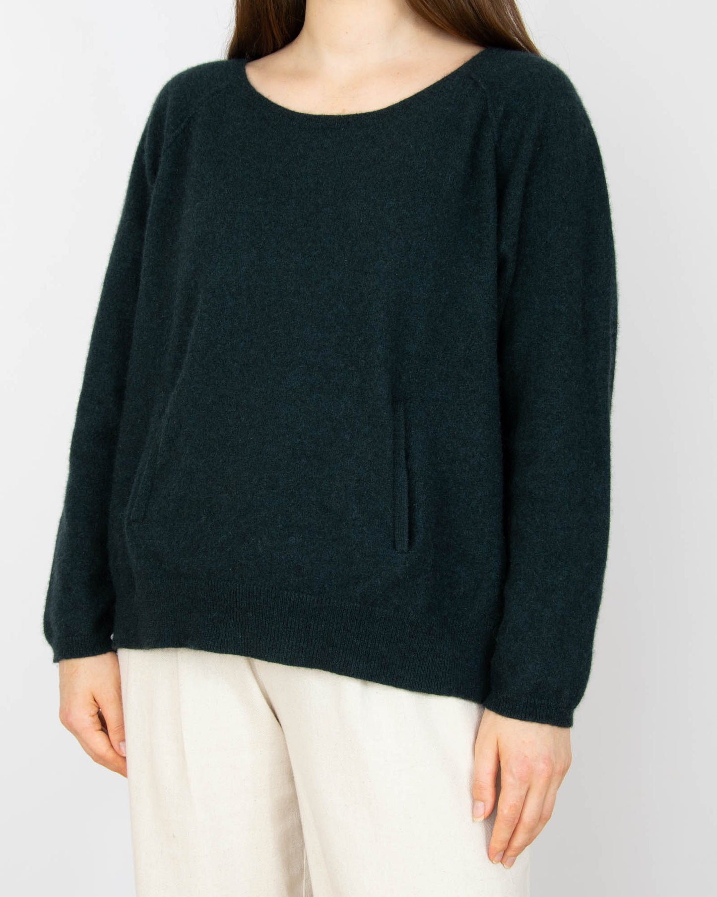 Ciemnozielony kaszmirowy sweter z kieszonką WHISTLES - M/L