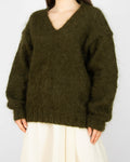 Ciemnozielony moherowy sweter handmade