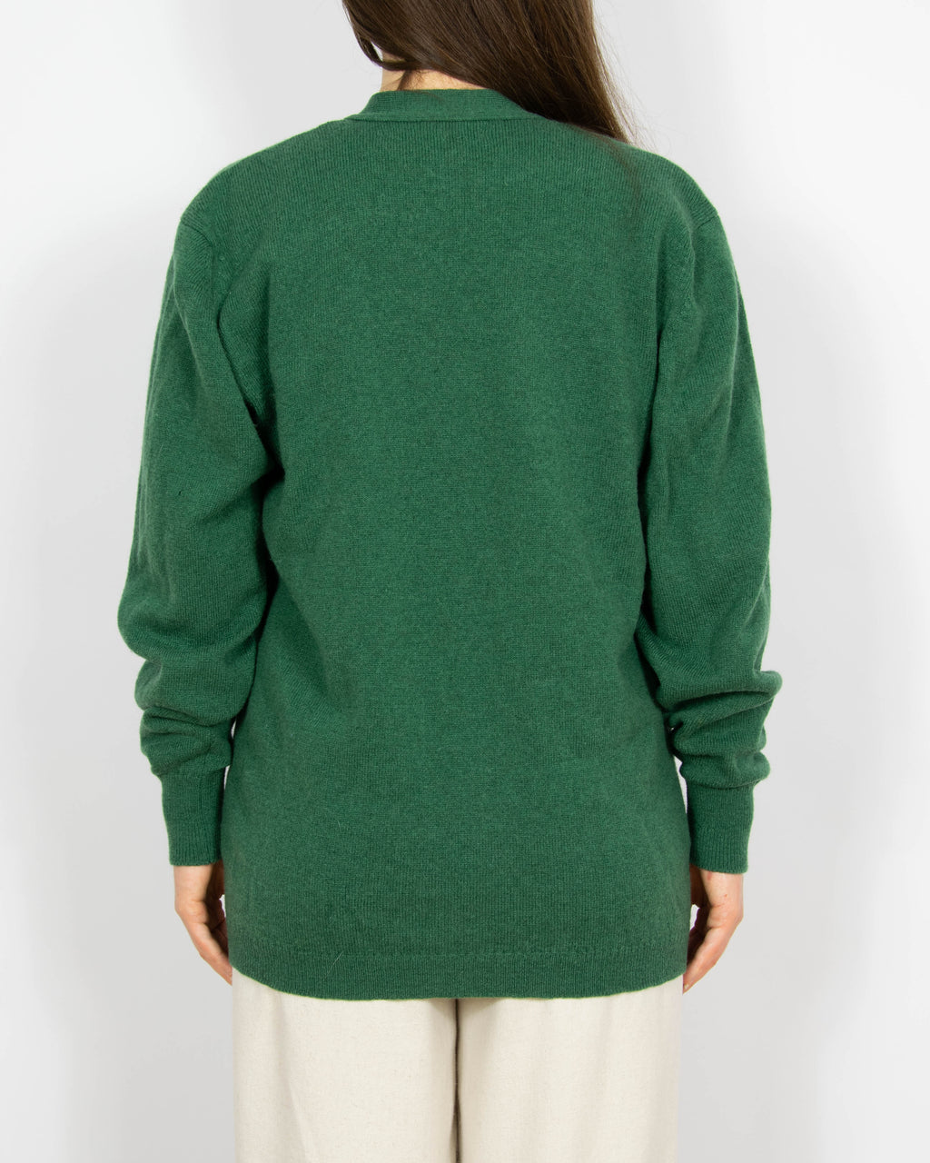 Ciemnozielony wełniany (wełna jagnięca) kardigan Burrberys - M