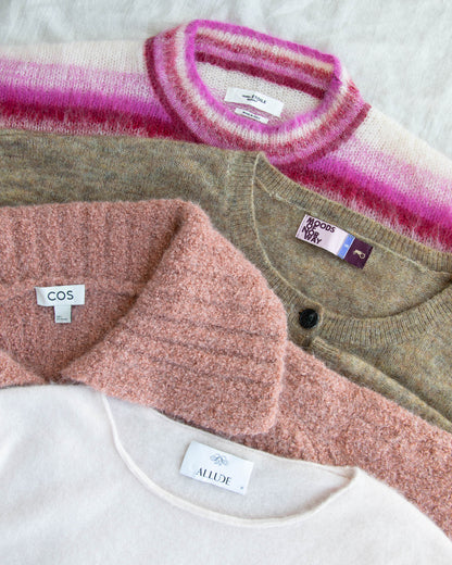 Pudrowy różowy kaszmirowy sweter ALLUDE - L/XL