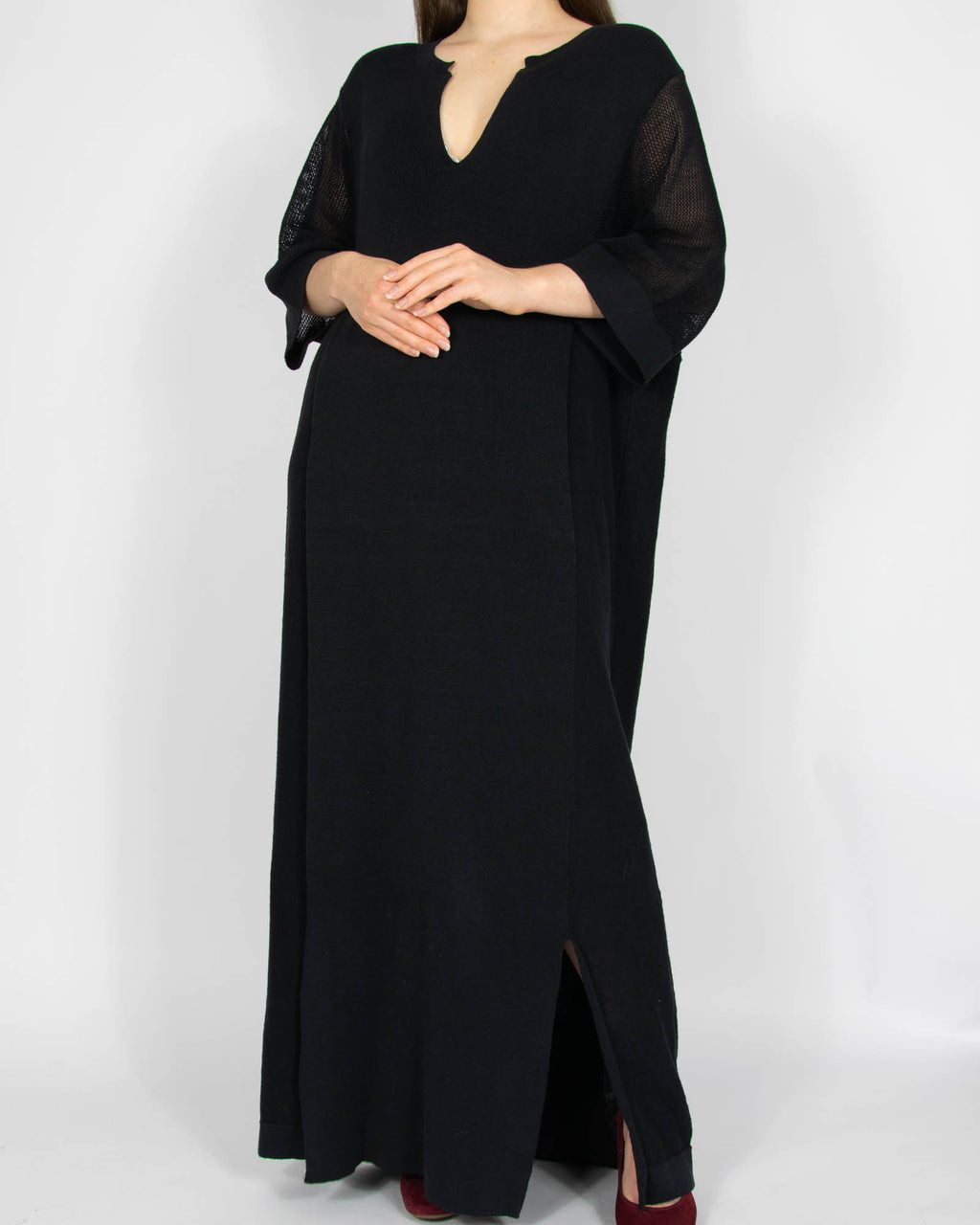 Czarna lniana (organiczna) sukienka maxi CLOSED  - S/M