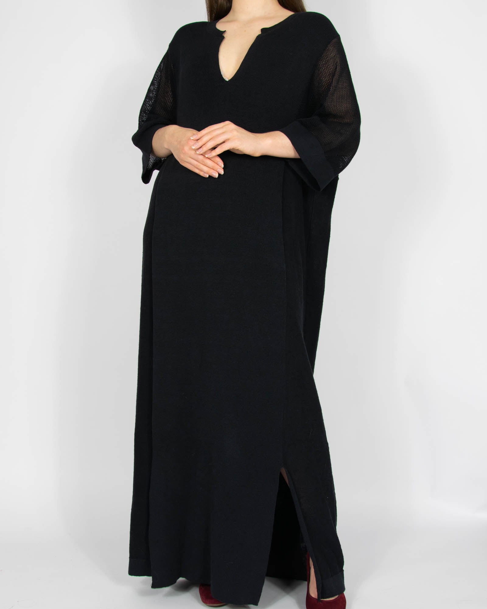 Czarna lniana (organiczna) sukienka maxi CLOSED  - S/M