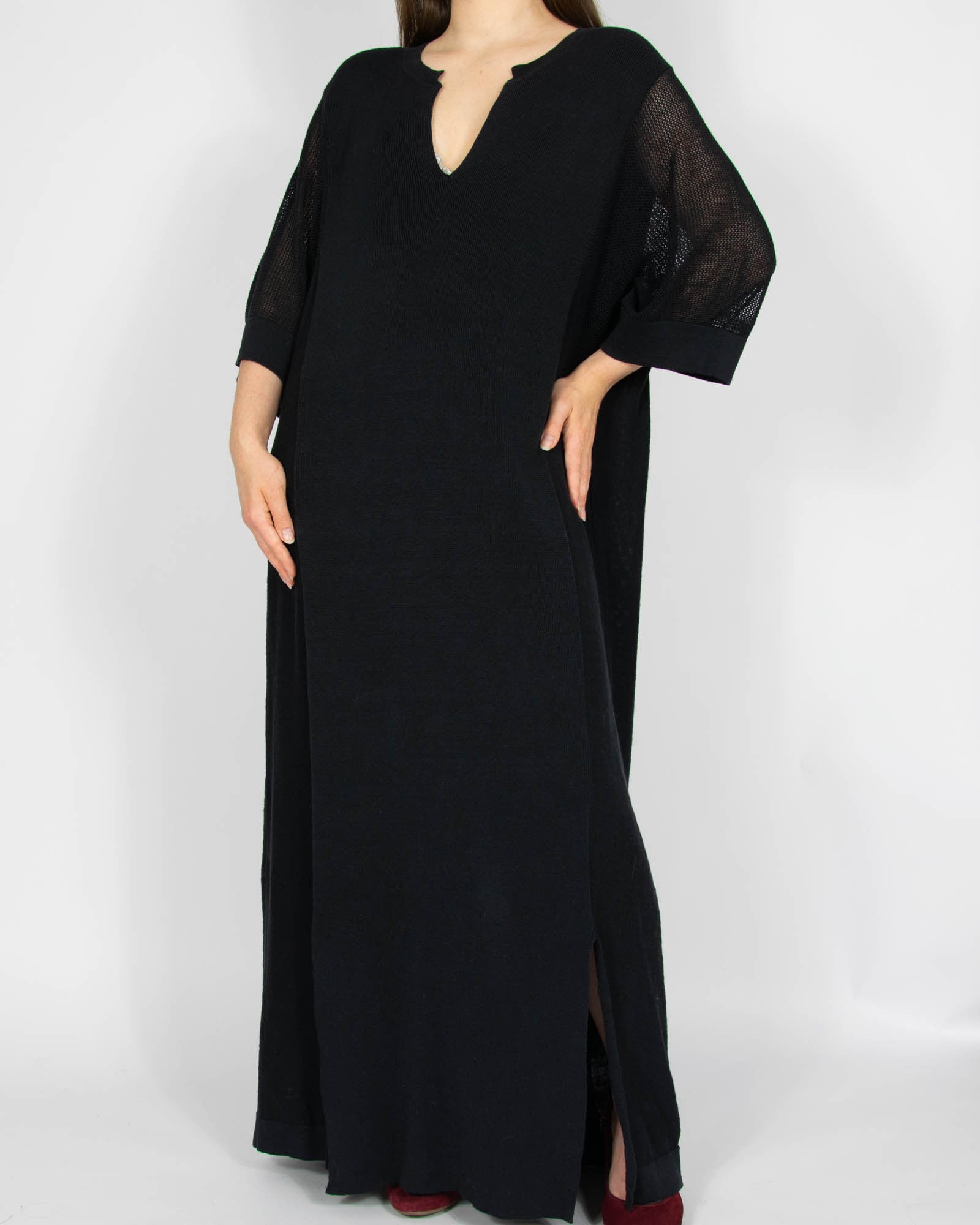 Czarna lniana (organiczna) sukienka maxi CLOSED  - S/M