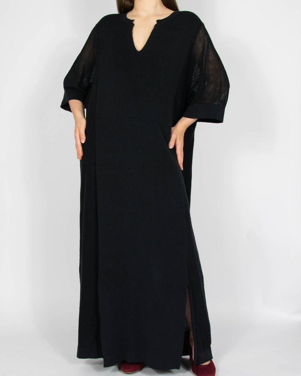 Czarna lniana (organiczna) sukienka maxi CLOSED