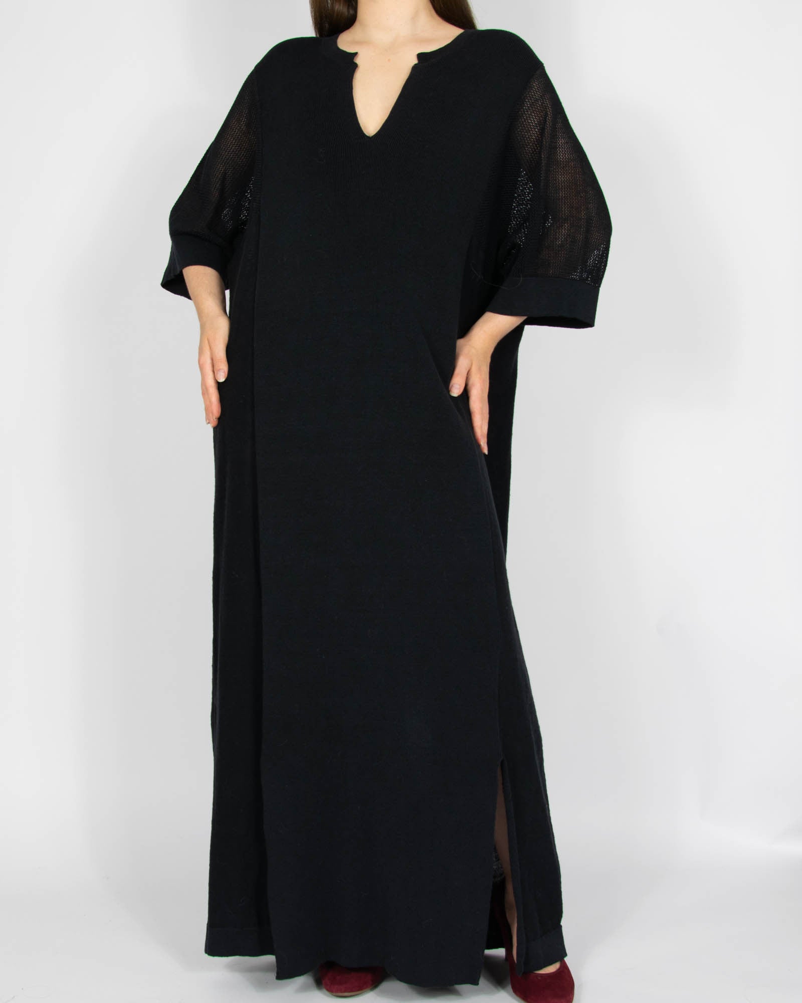 Czarna lniana (organiczna) sukienka maxi CLOSED