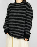 Szaro czarny (superfine alpaka) sweter w paski American Vintage
