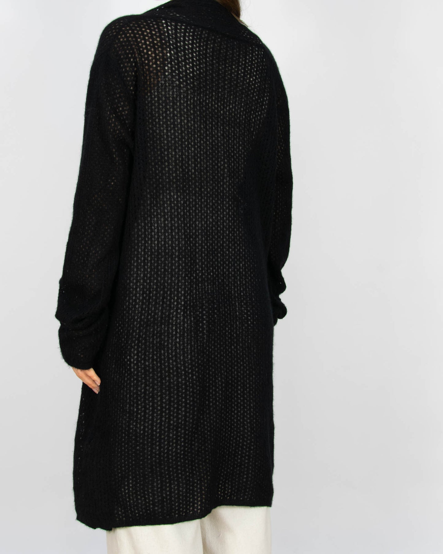 Czarny kaszmirowy długi kardigan Simply Cashmere - XL