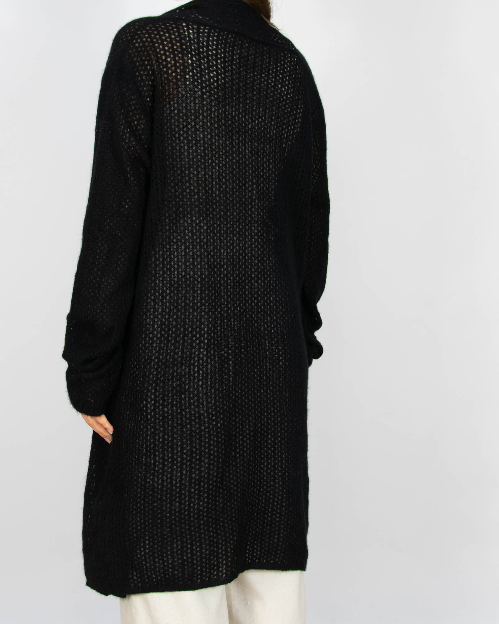 Czarny kaszmirowy długi kardigan Simply Cashmere - XL