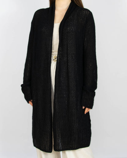 Czarny kaszmirowy długi kardigan Simply Cashmere