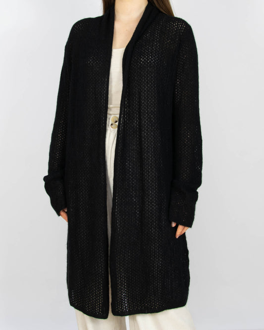 Czarny kaszmirowy długi kardigan Simply Cashmere