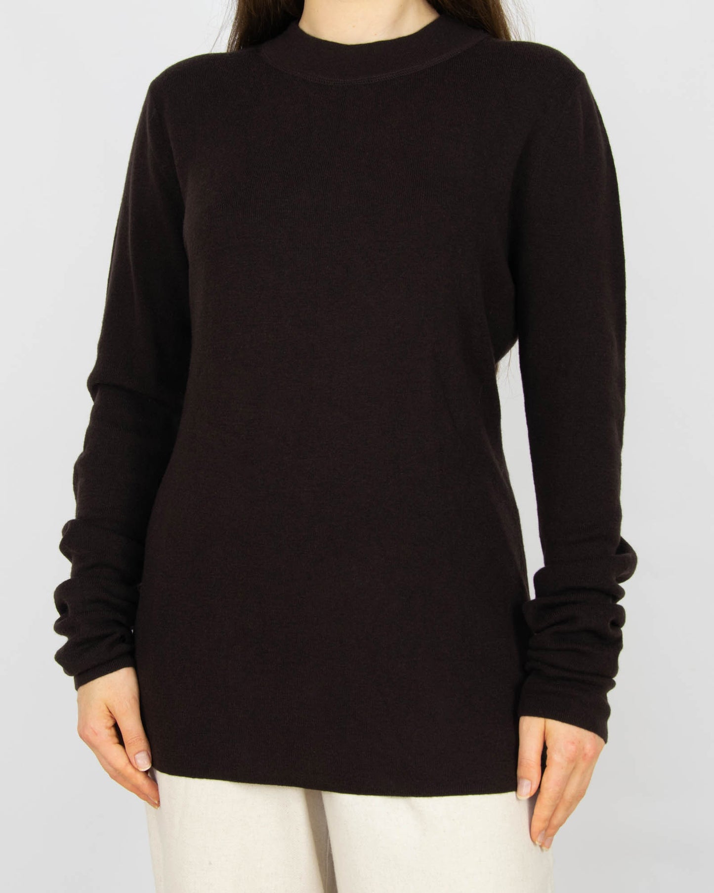 Czekoladowy (wełna + kaszmir) sweter H&M Premium - L