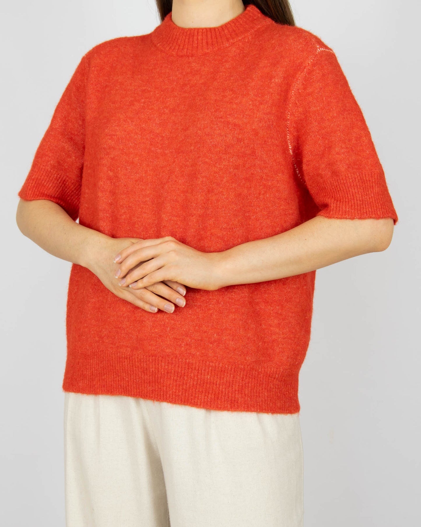 Pomarańczowo czerwony (alpaka + wełna) sweter DAY Birger et Mikkelsen - M/L