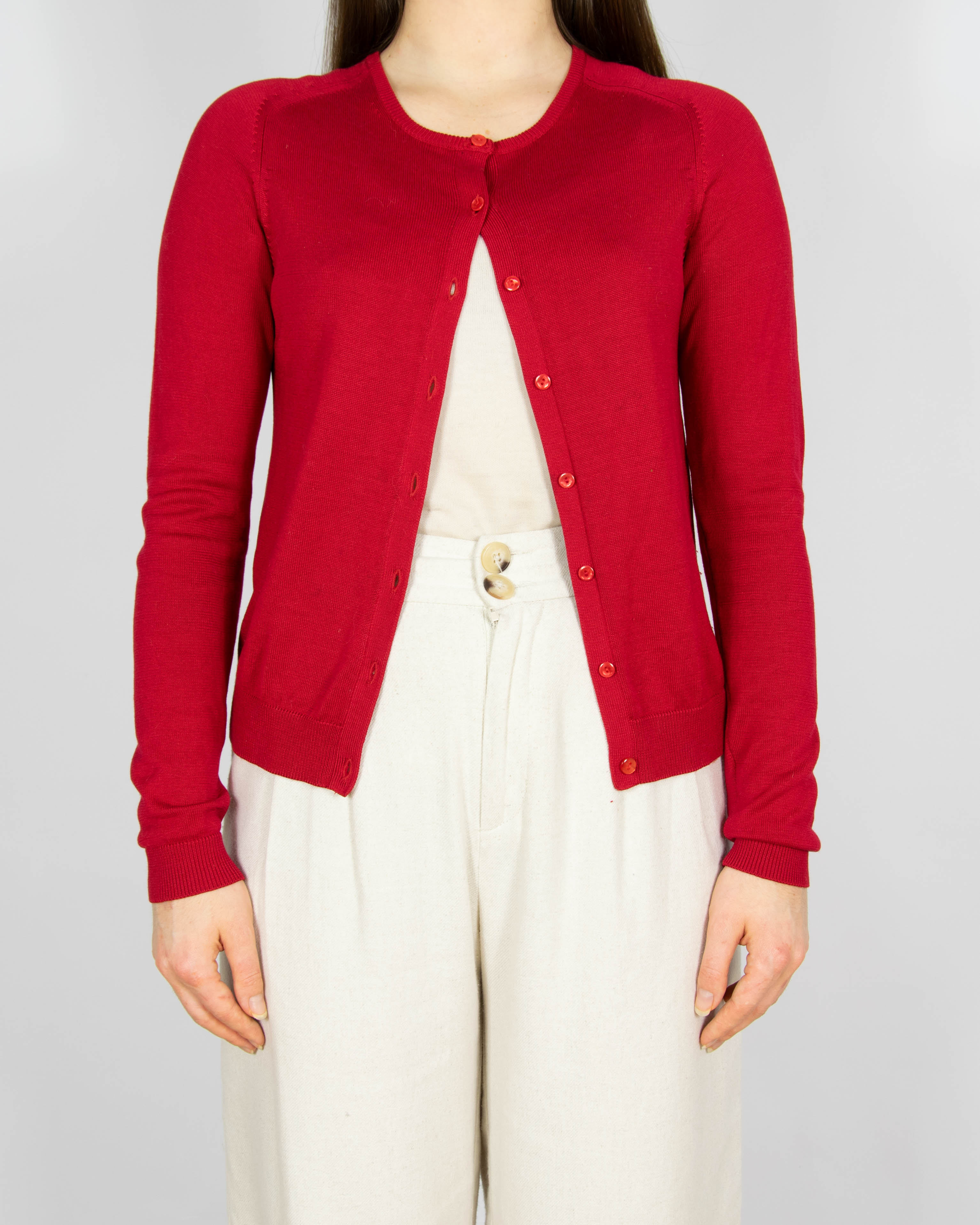 Czerwony jedwabny kardigan August Silk - XS
