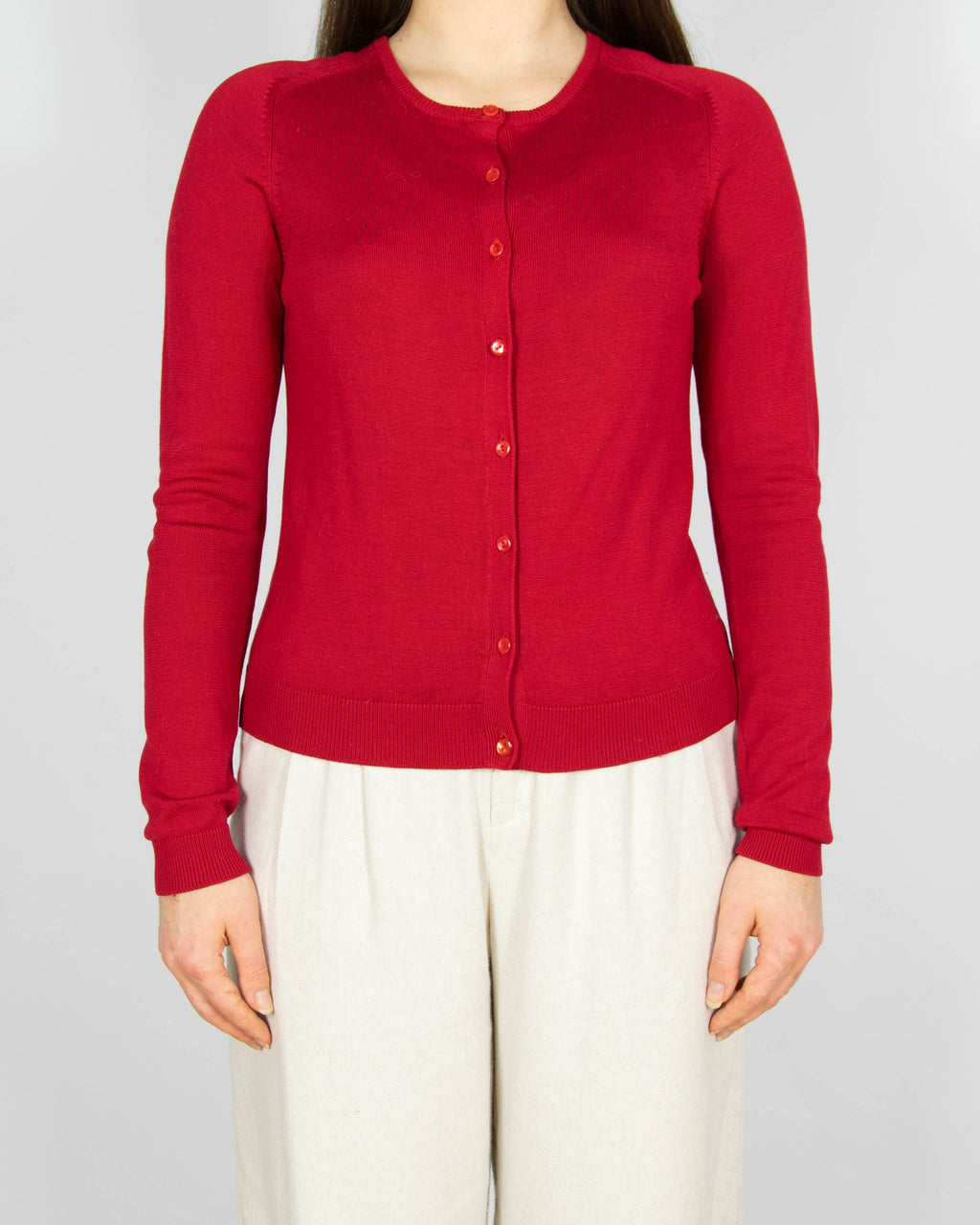 Czerwony jedwabny kardigan August Silk - XS
