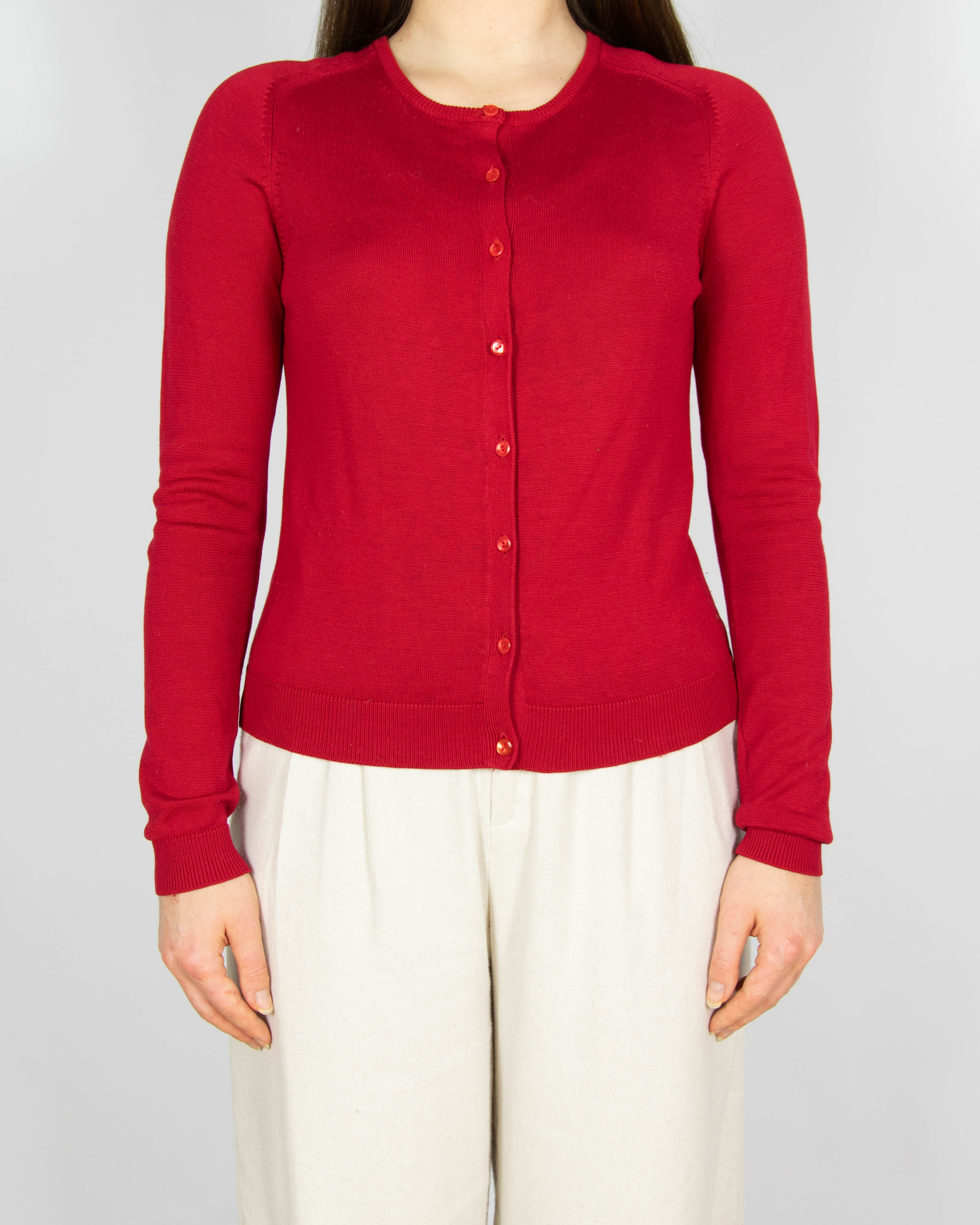 Czerwony jedwabny kardigan August Silk - XS