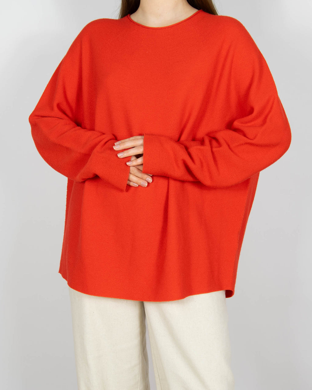 Czerwony wełniany (merino) sweter DRYKORN - XL