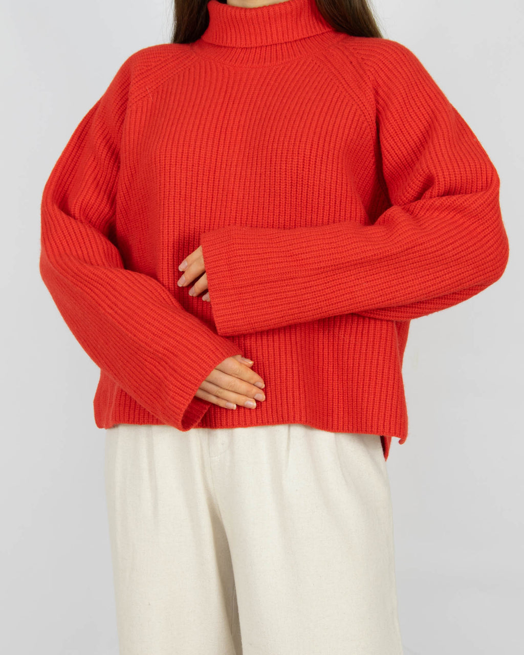 Czerwony wełniany sweter golf InWear - M