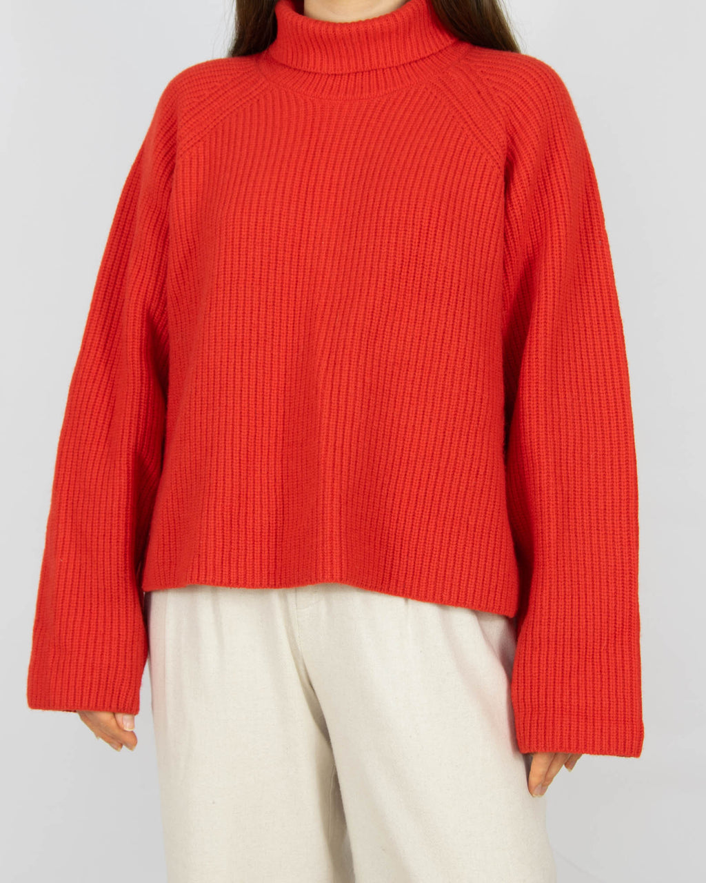 Czerwony wełniany sweter golf InWear