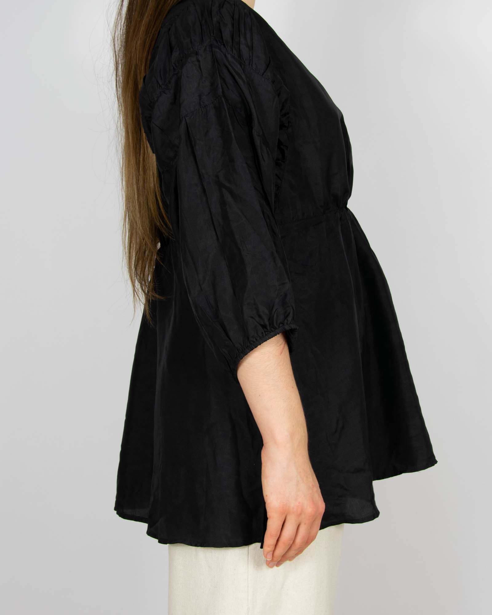 Czarna jedwabna bluzka Marie Philippe - M/L