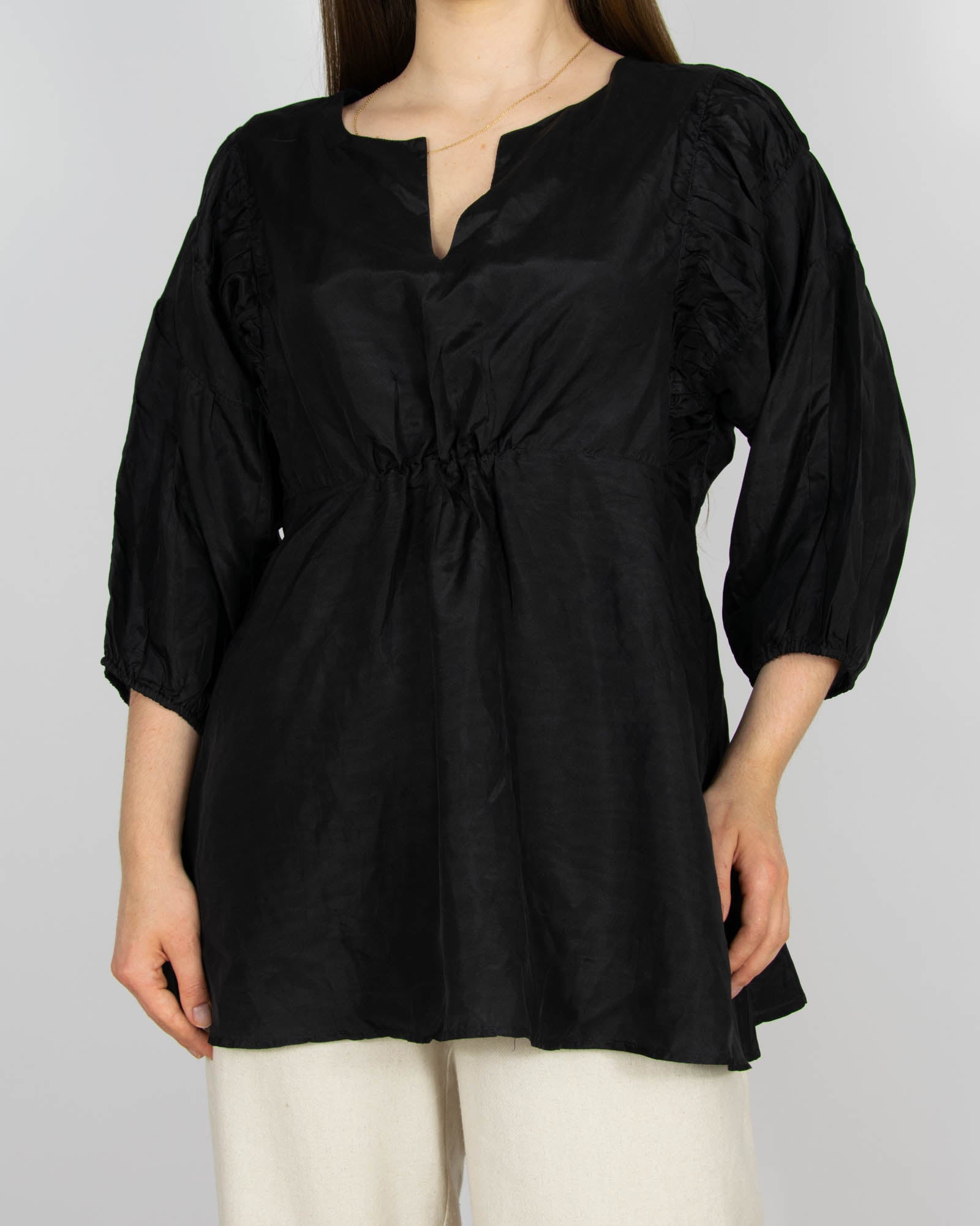 Czarna jedwabna bluzka Marie Philippe - M/L