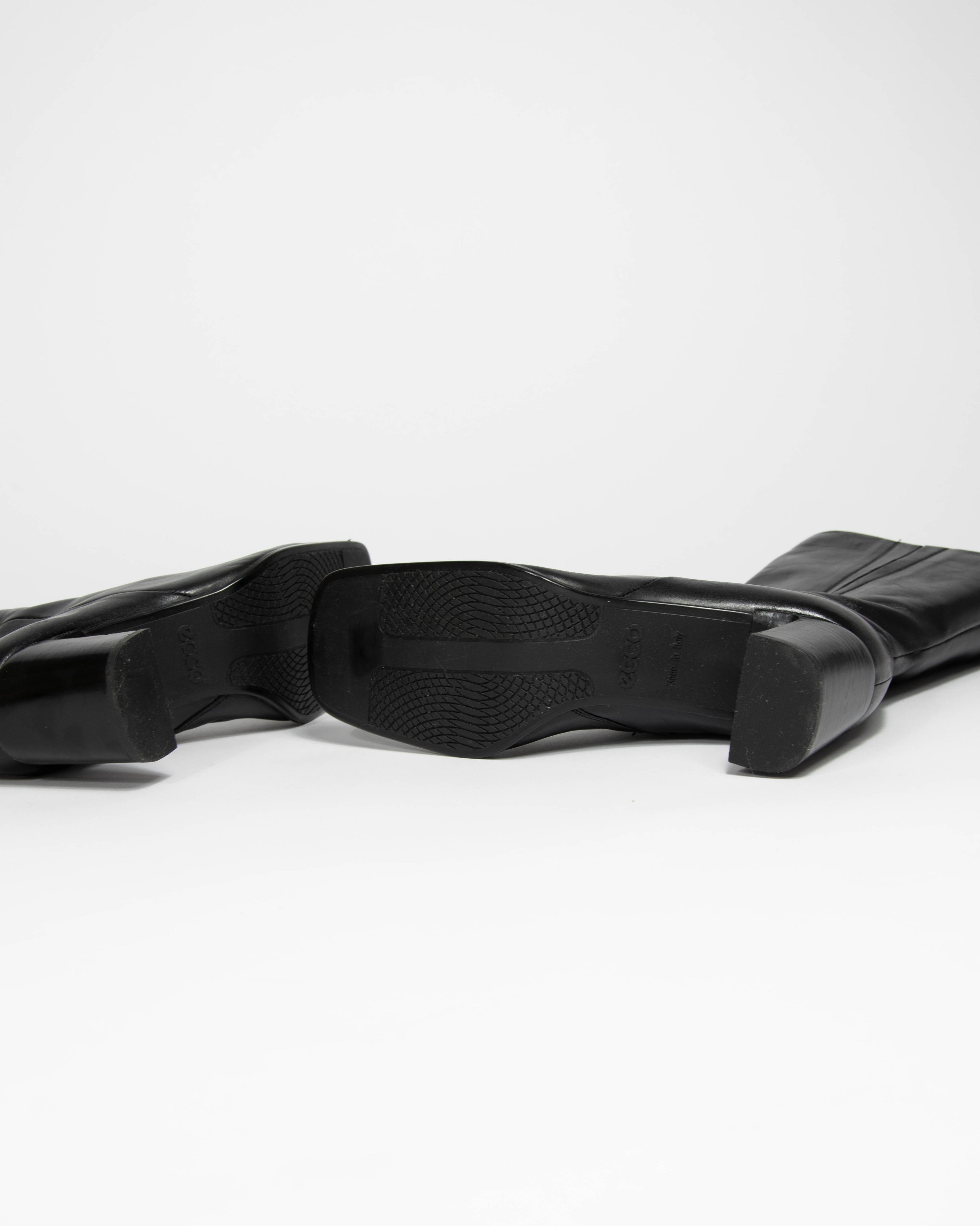 Czarne skórzane buty na obcasie ECCO (Made in Italy) - 38 (24 cm)