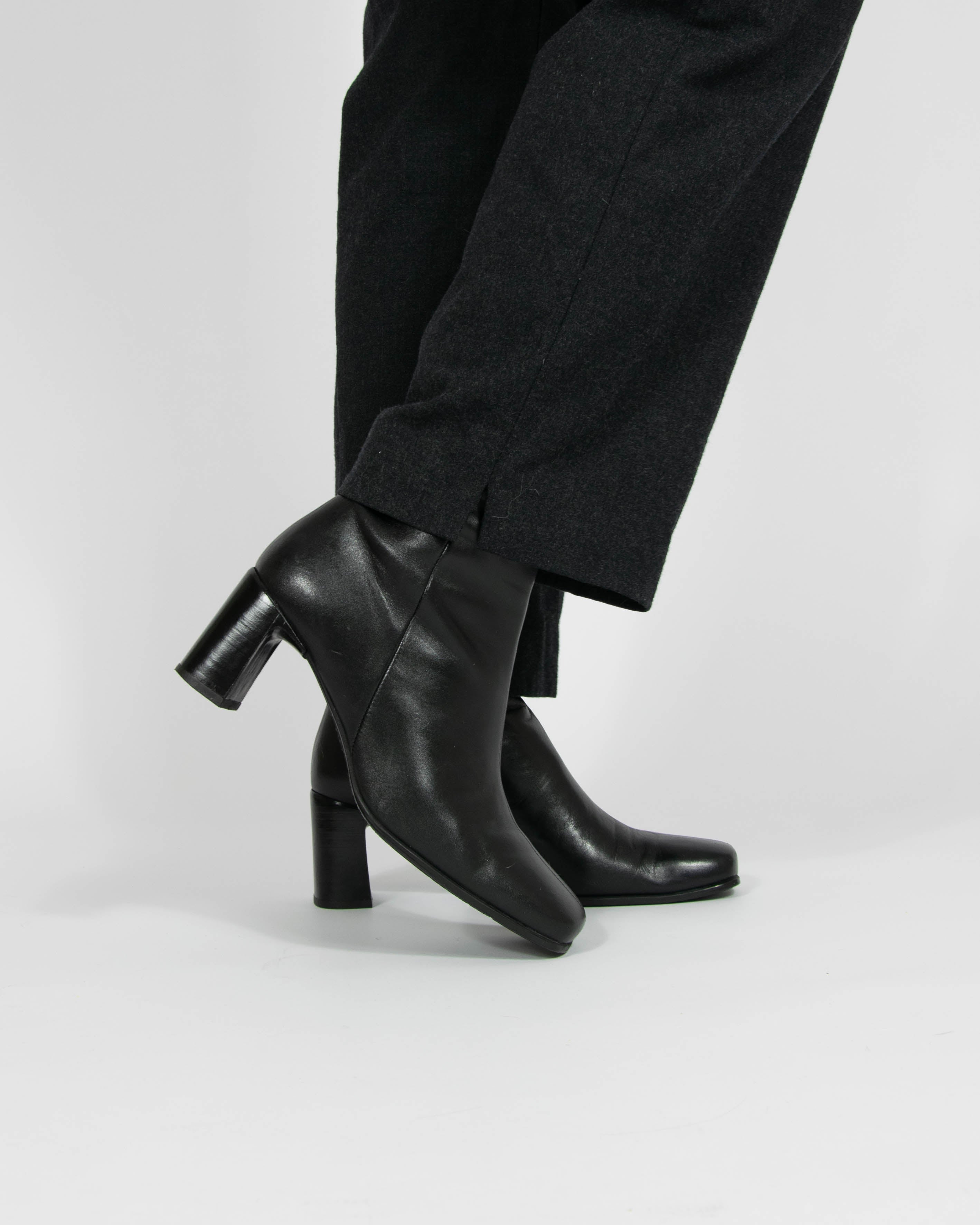 Czarne skórzane buty na obcasie ECCO (Made in Italy) - 38 (24 cm)