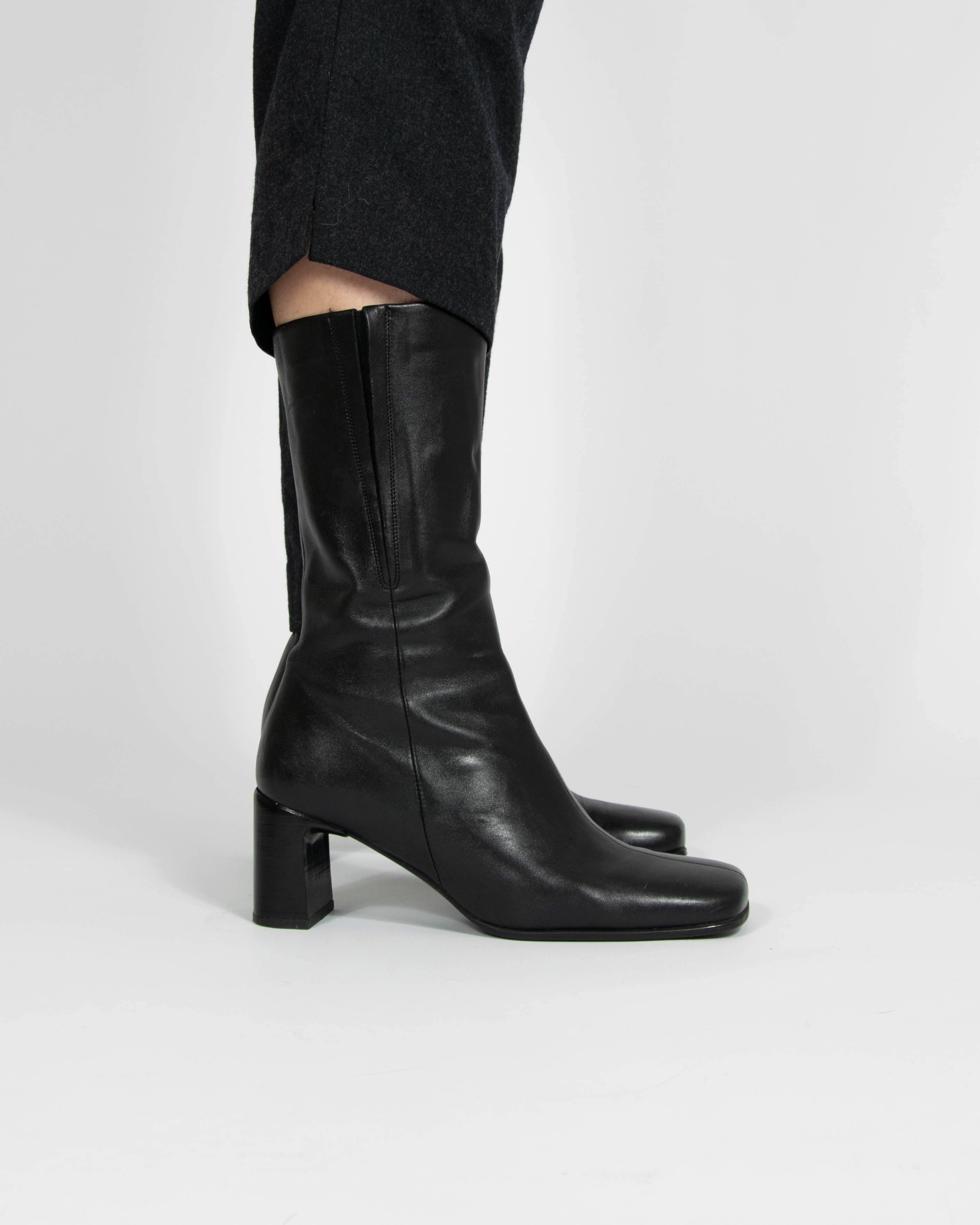 Czarne skórzane buty na obcasie ECCO (Made in Italy) - 38 (24 cm)