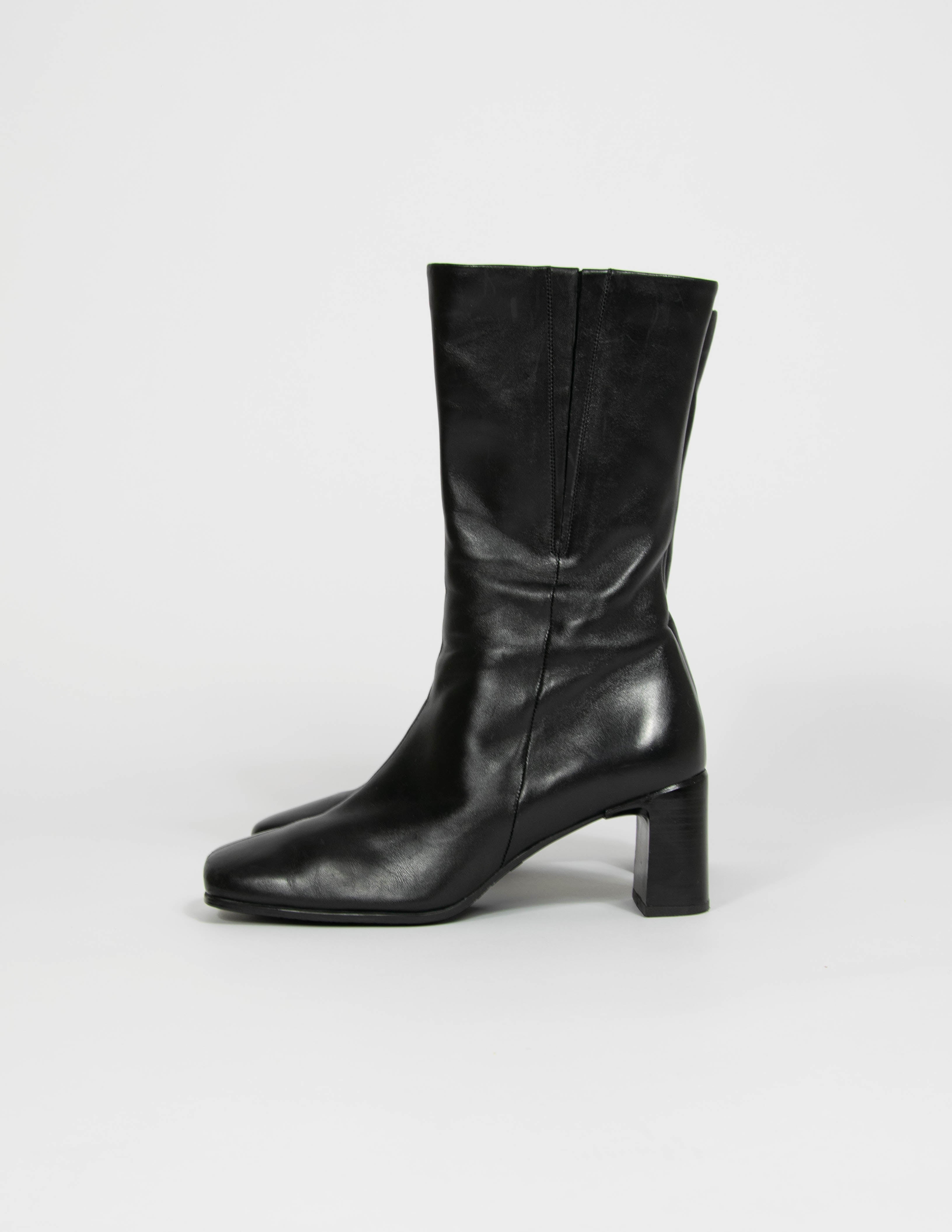 Czarne skórzane buty na obcasie ECCO (Made in Italy) - 38 (24 cm)