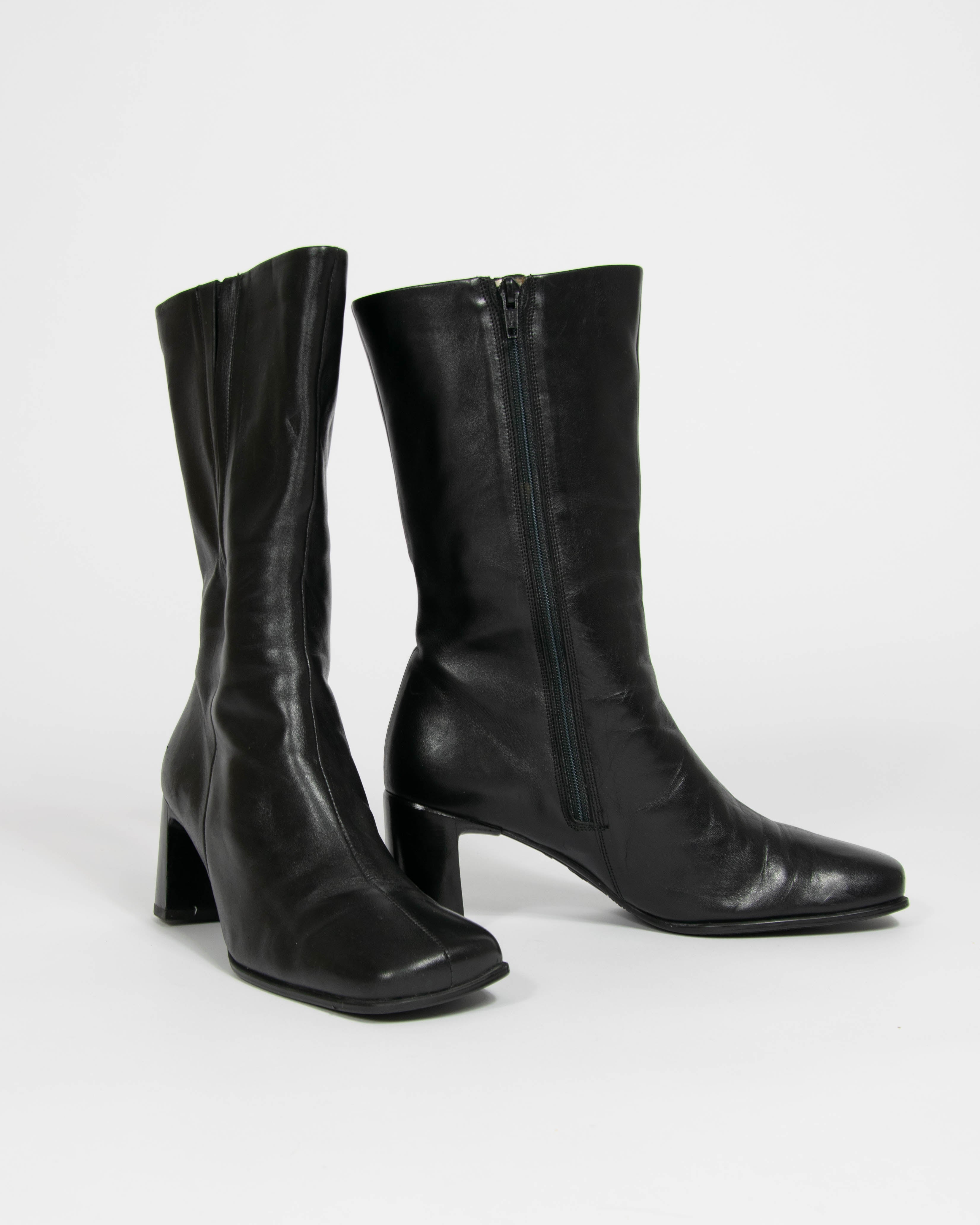 Czarne skórzane buty na obcasie ECCO (Made in Italy) - 38 (24 cm)