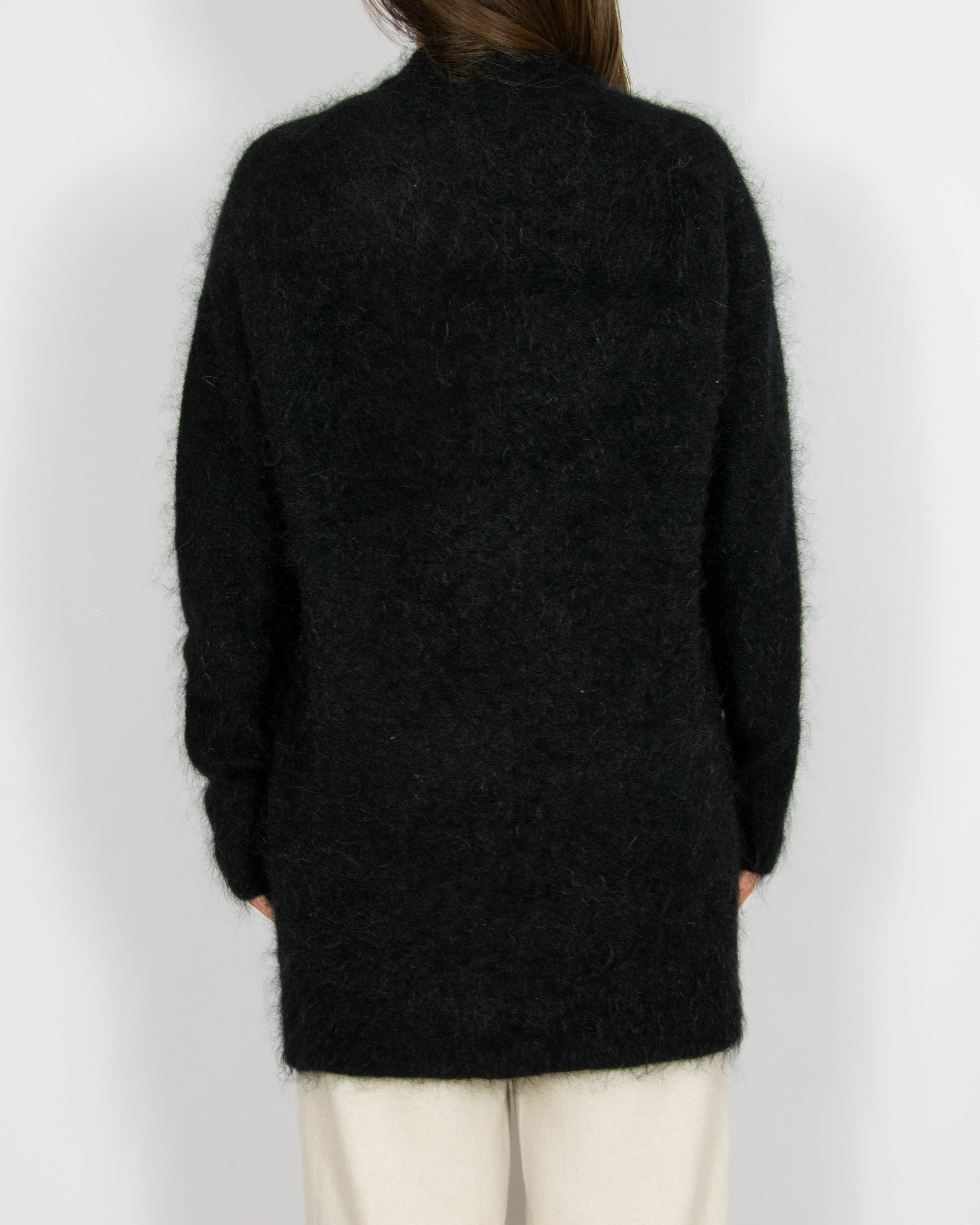 Czarny wełniany (kid moher + wełna) kardigan By Malene Birger - M