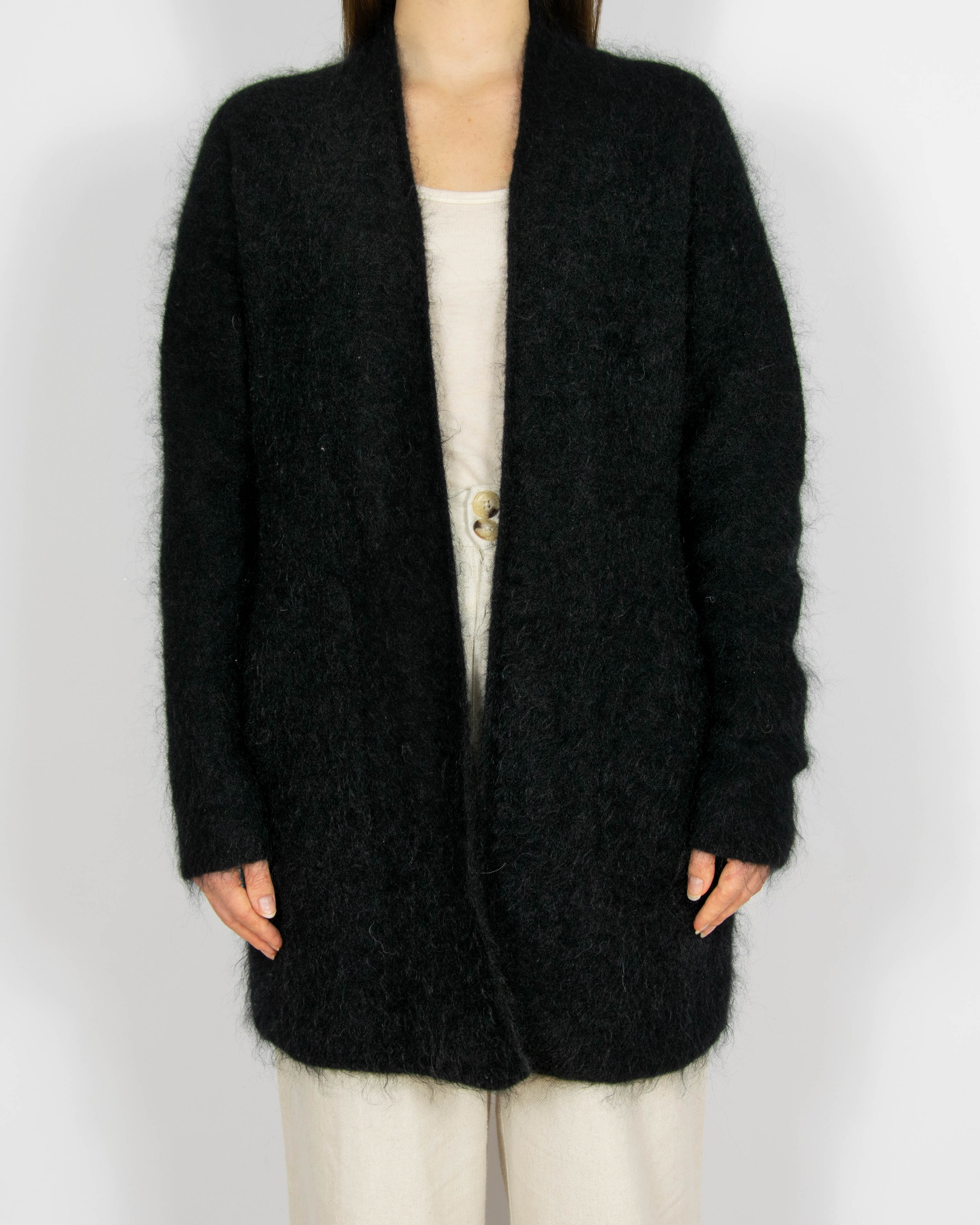 Czarny wełniany (kid moher + wełna) kardigan By Malene Birger - M